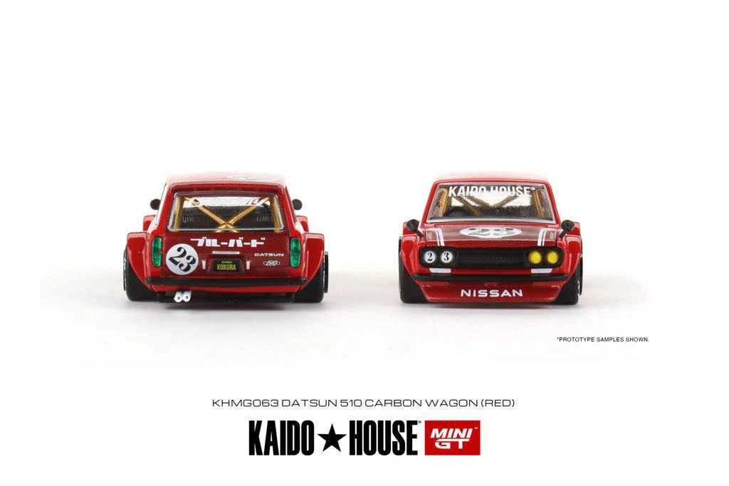 MINI GT x Kaido House 1/64 Datsun KAIDO 510 Wagon CARBON FIBER V2 (RED) KHMG063 - Image 3