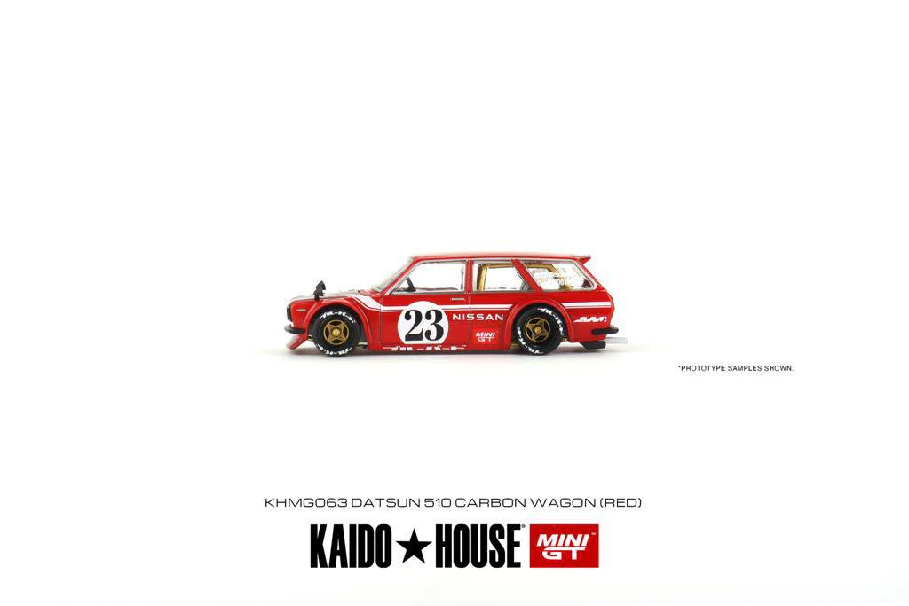 MINI GT x Kaido House 1/64 Datsun KAIDO 510 Wagon CARBON FIBER V2 (RED) KHMG063 - Image 4