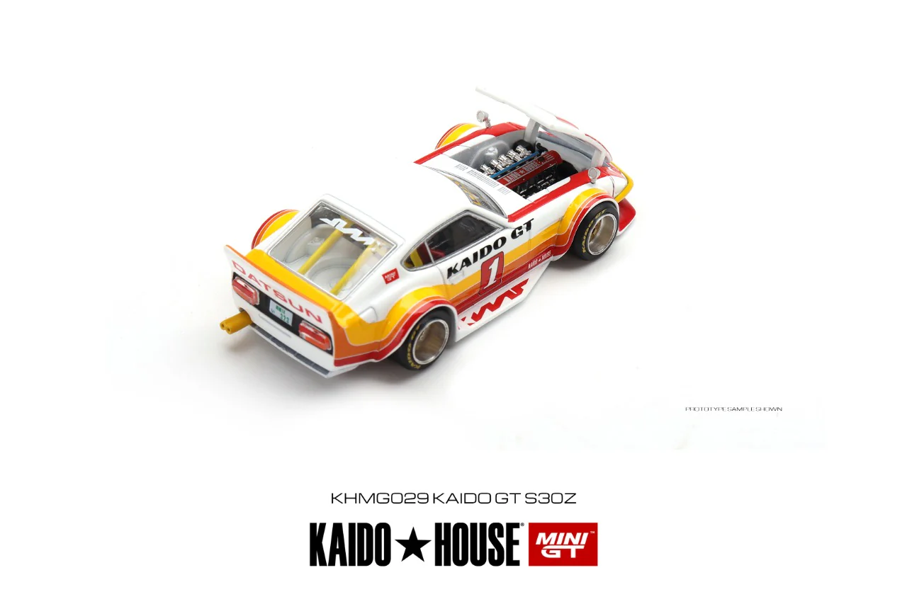 MINI GT x Kaido House 1/64 Datsun KAIDO Fairlady Z Kaido GT V1 (Red/Yellow) KHMG029 - Image 2