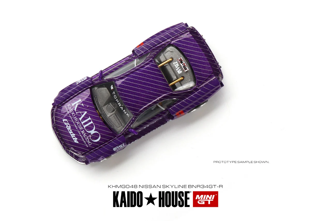 MINI GT x Kaido House 1/64 Nissan Skyline GT-R (R34) Kaido Works V1 (Purple) KHMG048 - Image 4