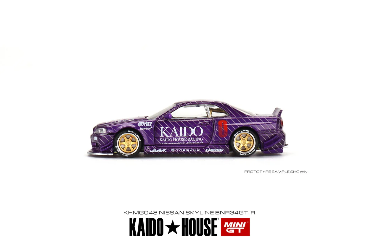 MINI GT x Kaido House 1/64 Nissan Skyline GT-R (R34) Kaido Works V1 (Purple) KHMG048 - Image 5