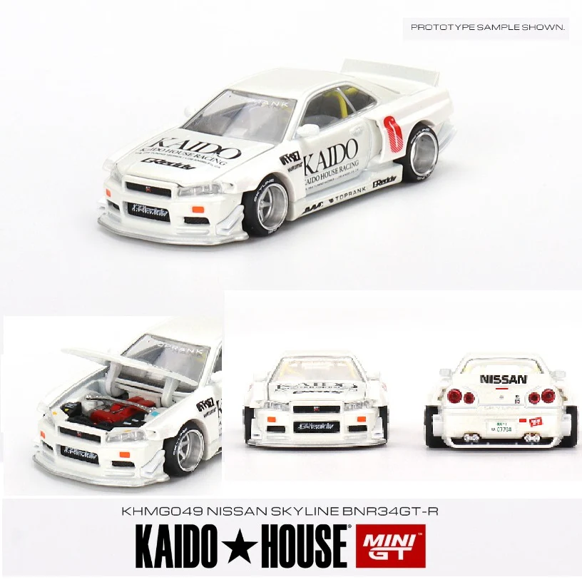 MINI GT x Kaido House 1/64 Nissan Skyline GT-R (R34) Kaido Works V2 (White) KHMG049 - Image 4