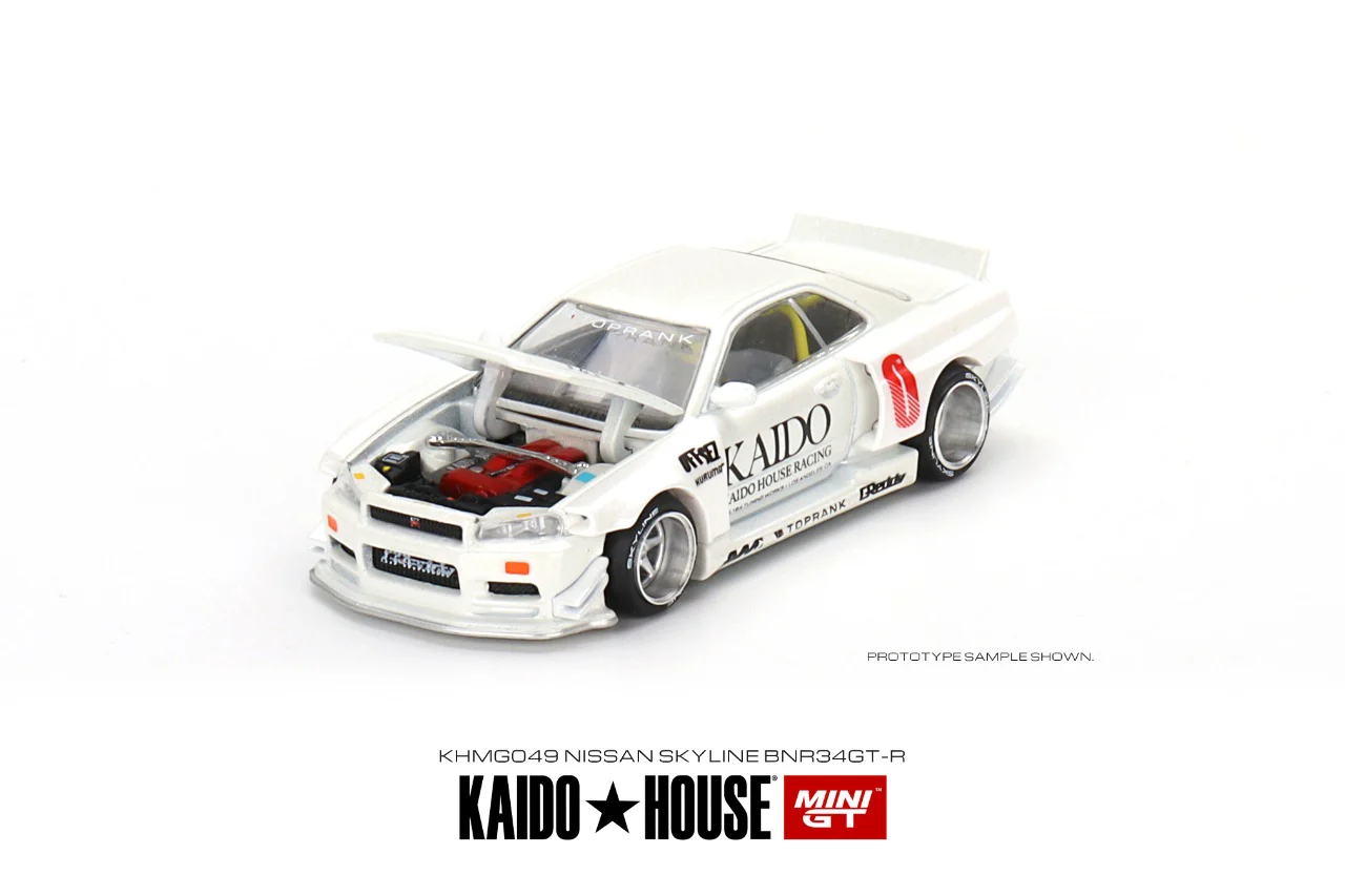 MINI GT x Kaido House 1/64 Nissan Skyline GT-R (R34) Kaido Works V2 (White) KHMG049 - Image 7