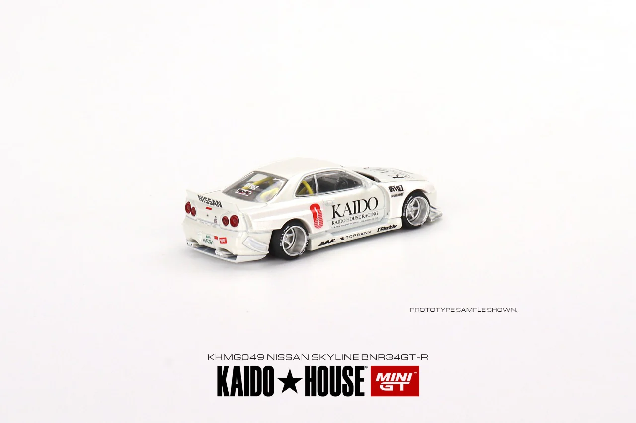 MINI GT x Kaido House 1/64 Nissan Skyline GT-R (R34) Kaido Works V2 (White) KHMG049 - Image 9