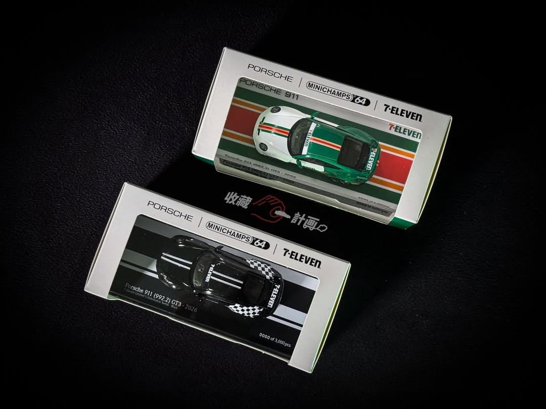 MINICHAMP 1/64 Porsche 911 (992.2) GT3 2026 Set of 2 - TAIWAN 7-ELEVEN Exclusive Model - Image 4