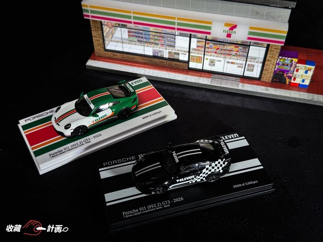 MINICHAMP 1/64 Porsche 911 (992.2) GT3 2026 Set of 2 - TAIWAN 7-ELEVEN Exclusive Model - Image 5