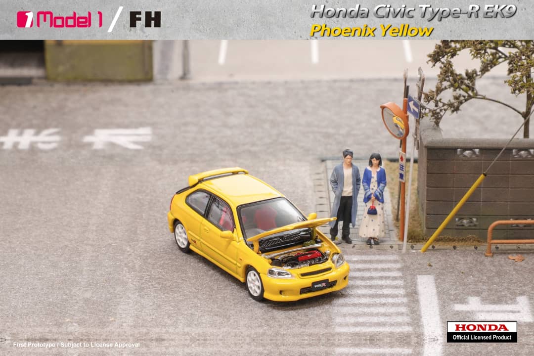 MODEL 1 x FOCAL HORIZON 1/64 Honda Civic Type R EK9 Phoenix Yellow - Image 3