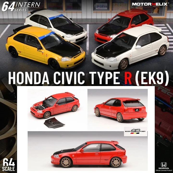 MOTORHELIX 64INTERN SERIES 1/64 Honda Civic Type R EK9 Mugen Milano Red M65012 - Image 4