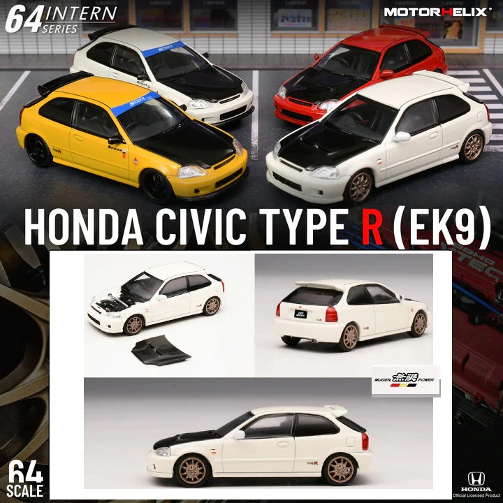 MOTORHELIX 64INTERN SERIES 1/64 Honda Civic Type R EK9 Mugen Championship White M65011 - Image 4