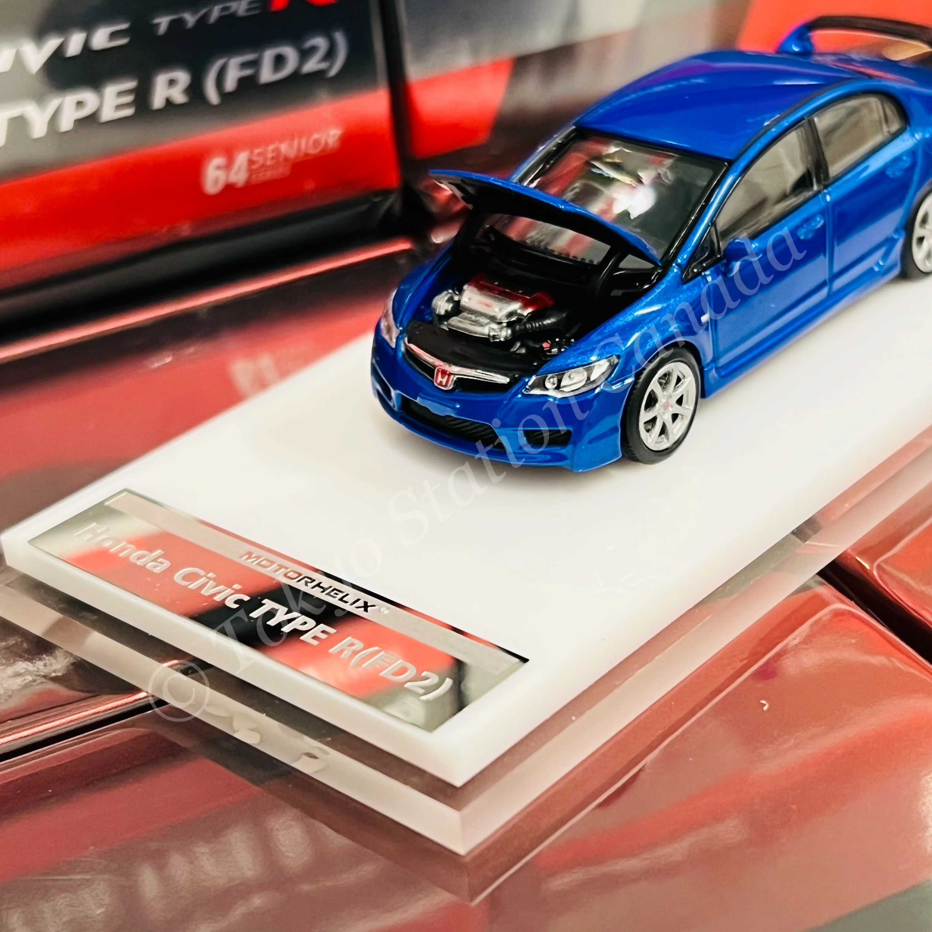 MOTORHELIX 1/64 Honda Civic Type R FD2 Vivid Blue Pearl M65402 - Image 2