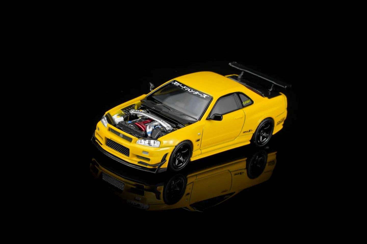 PREORDER Motorhelix 1/64 Nissan Skyline GT-R (R34) Custom Edition - Lightning Yellow Custom with GT Aero Kit M63475 (Approx. Release Date: Q3 2026 and subject to the manufacturer's final decision) - Image 3