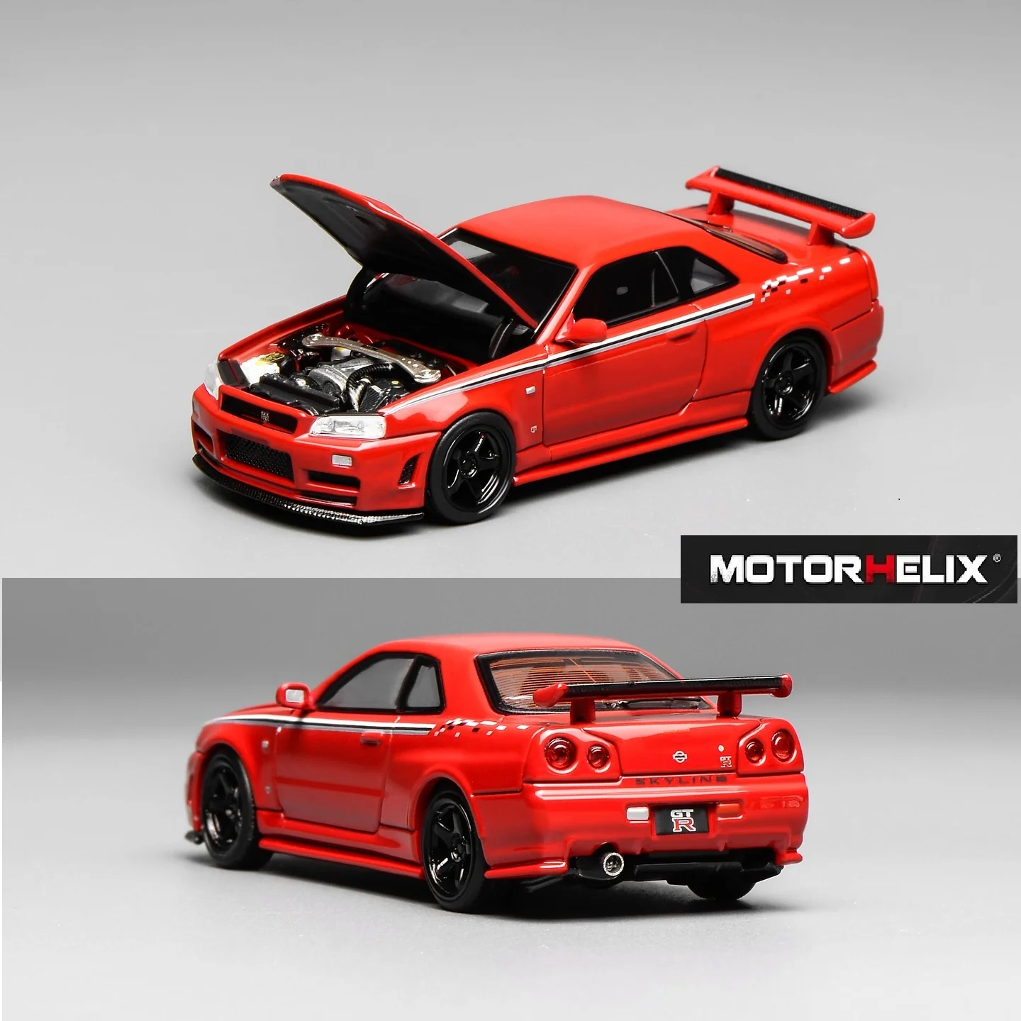 PREORDER Motorhelix 1/64 NISSAN SKYLINE GT-R (R34) NISMO CUSTOMIZED RED M63420 (Approx. Release Date: Q4 2025 and subject to the manufacturer's final decision)