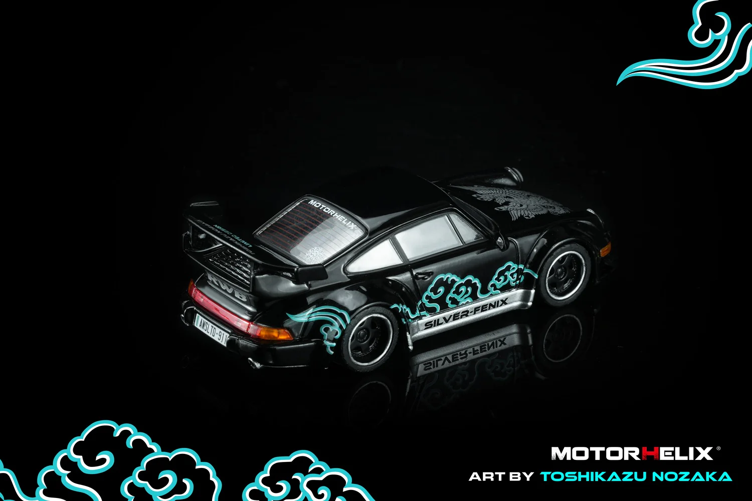 PREORDER Motorhelix 1/64 RWB 964 Black SILVER-FENIX with 1/64 magnetic air-cooled engine M62102 (Approx. Release Date: Q3 2026 and subject to the manufacturer's final decision) - Image 4