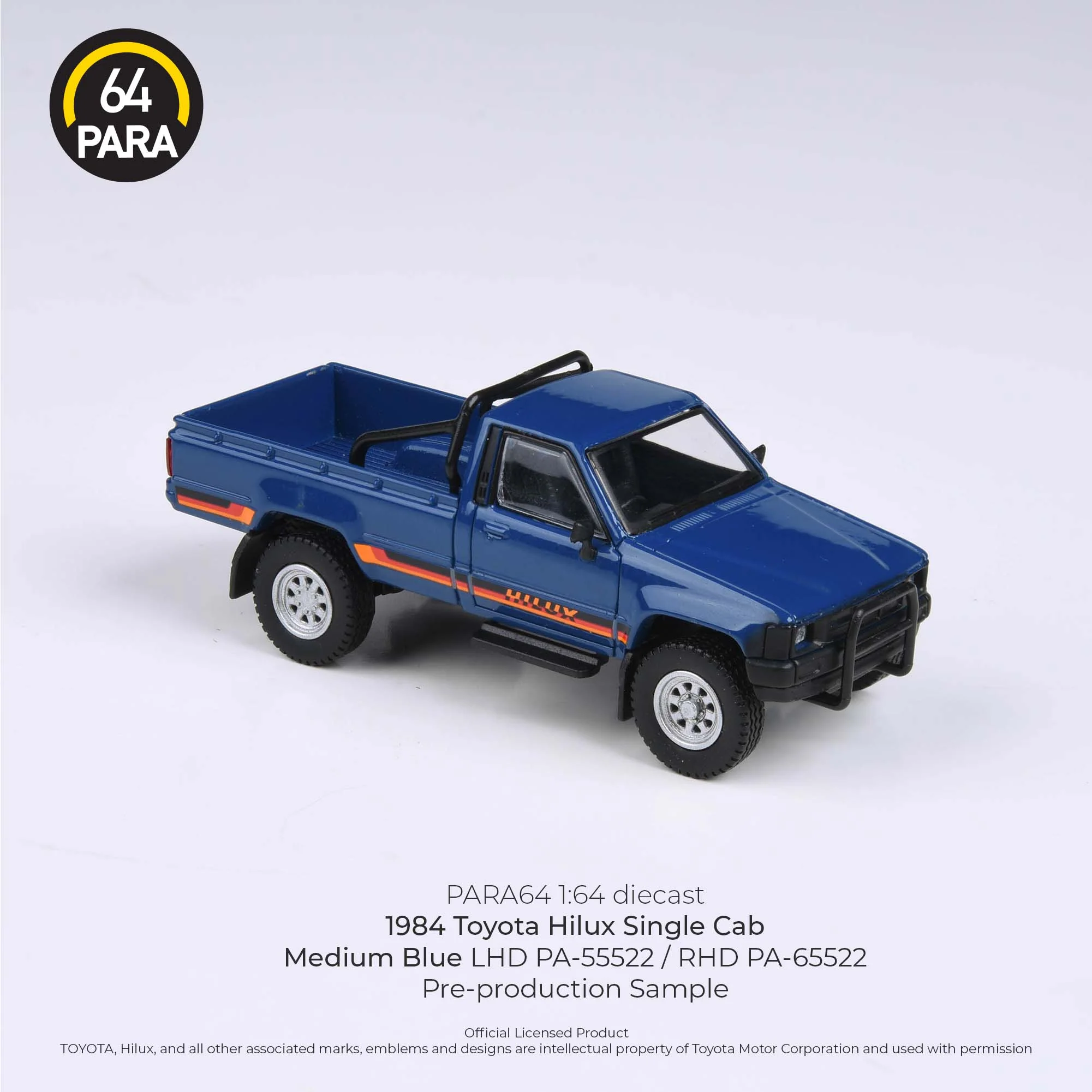 PARA64 1/64 1984 Toyota Hilux  Single Cab - Medium Blue LHD PA-55522 - Image 2