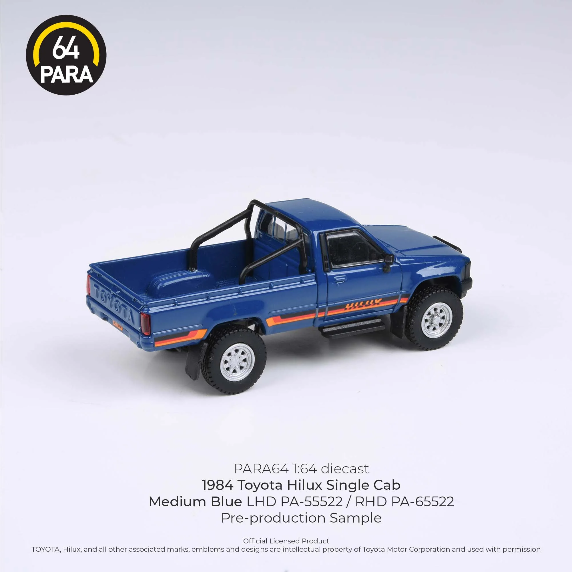 PARA64 1/64 1984 Toyota Hilux  Single Cab - Medium Blue LHD PA-55522 - Image 3