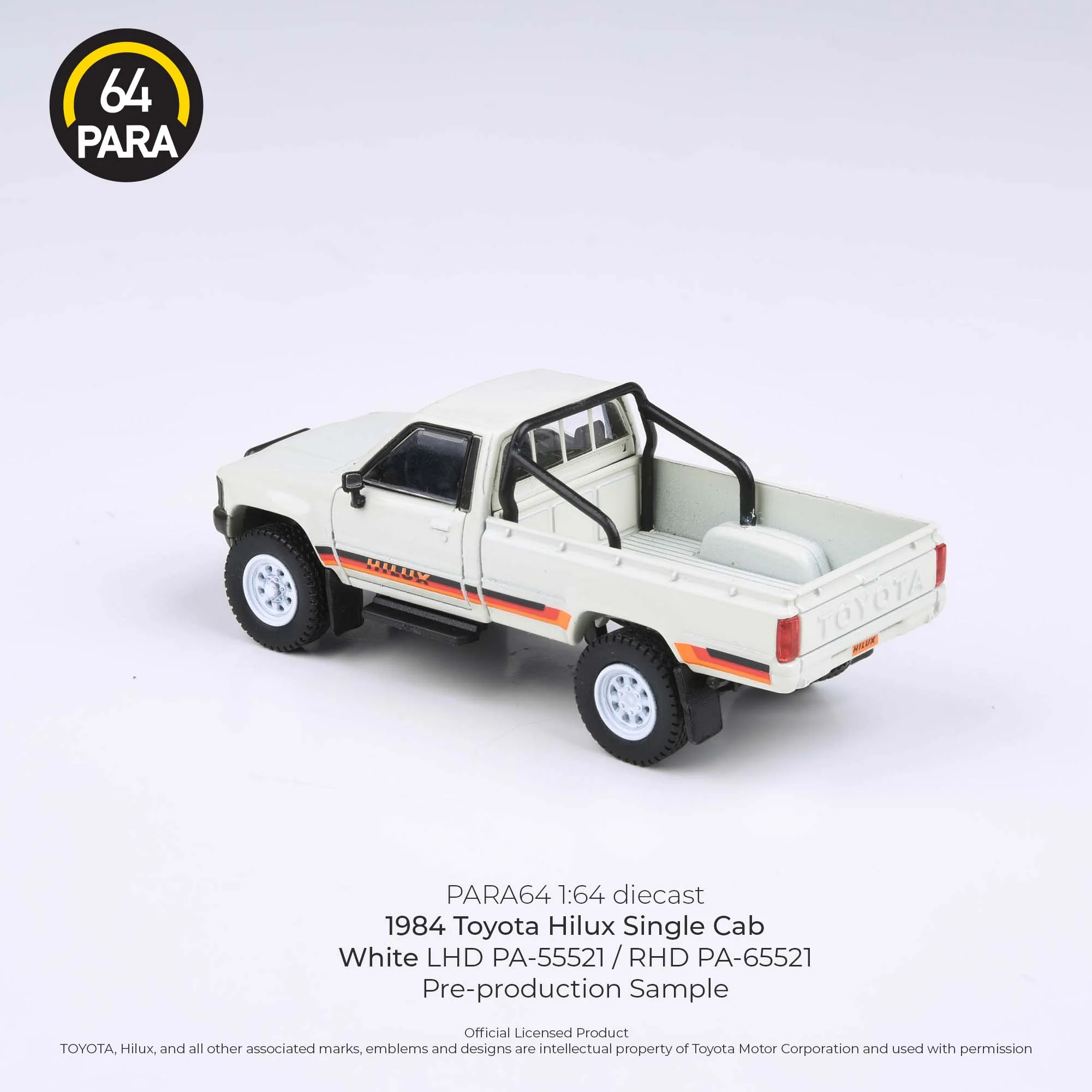 PARA64 1/64 1984 Toyota Hilux  Single Cab - White LHD PA-55521 - Image 3