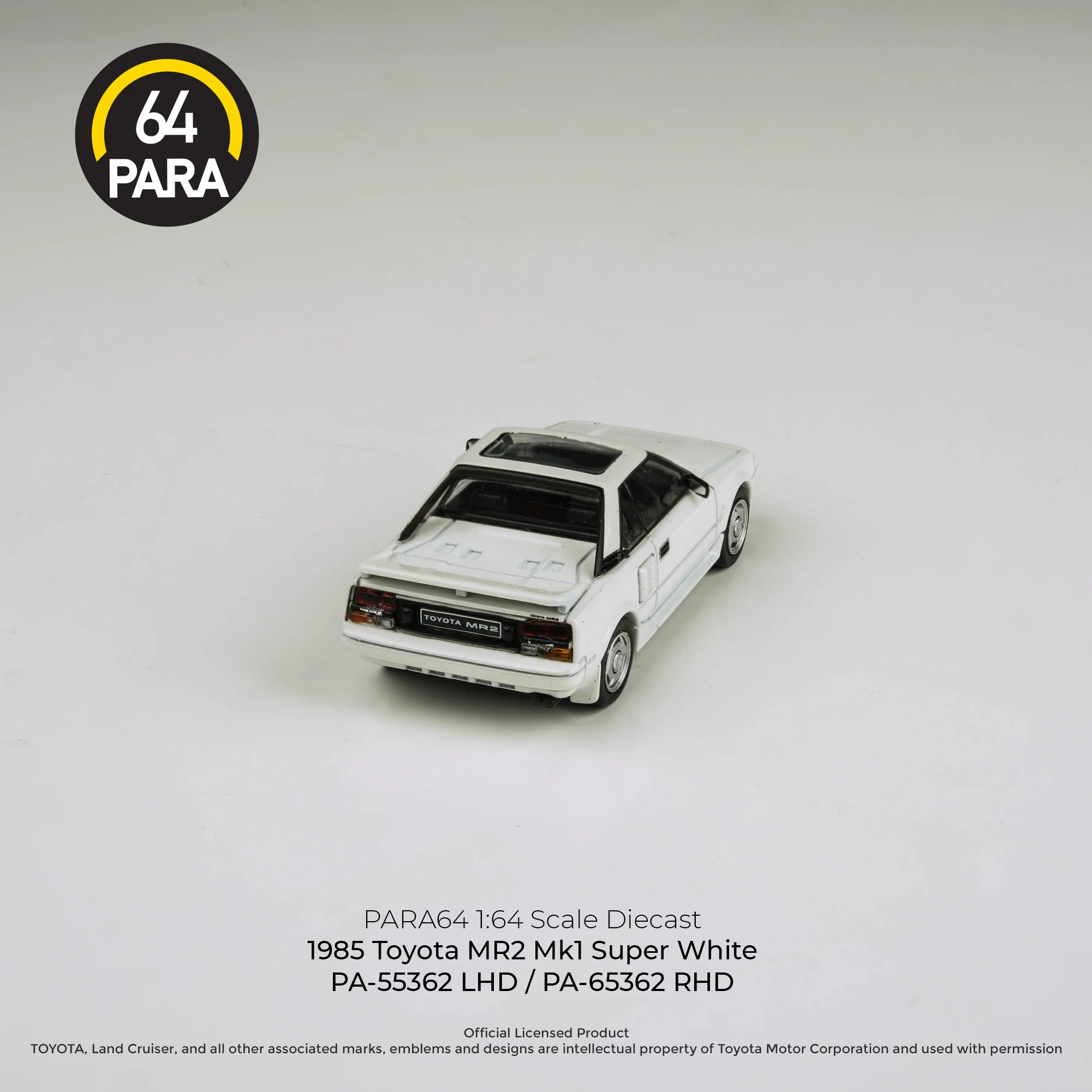 PARA64 1/64 1985 Toyota MR2 Mk1 Super White LHD PA-55362 - Image 2