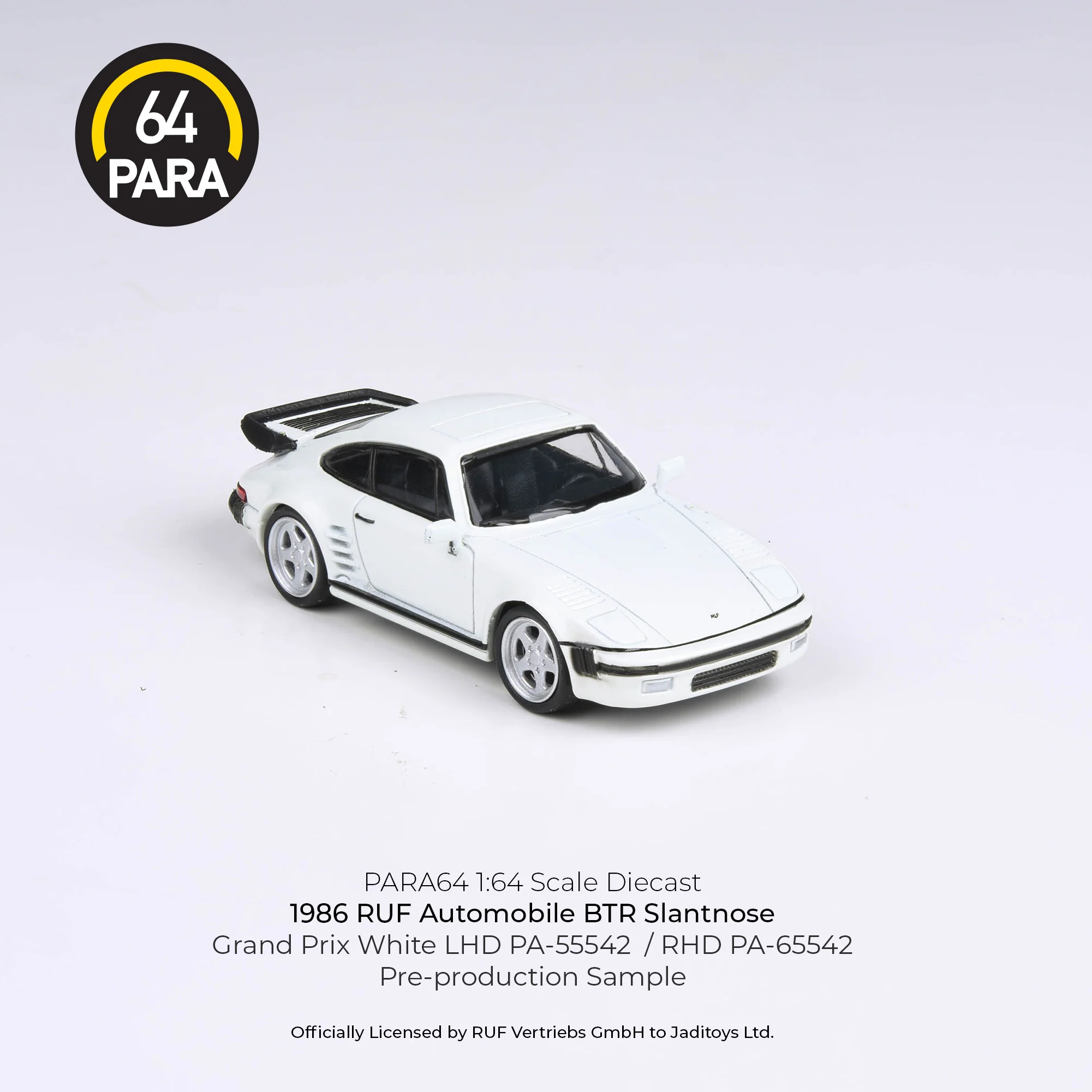 PARA64 1/64 1986 RUF BTR Slantnose Grand Prix White LHD PA-55542 - Image 2