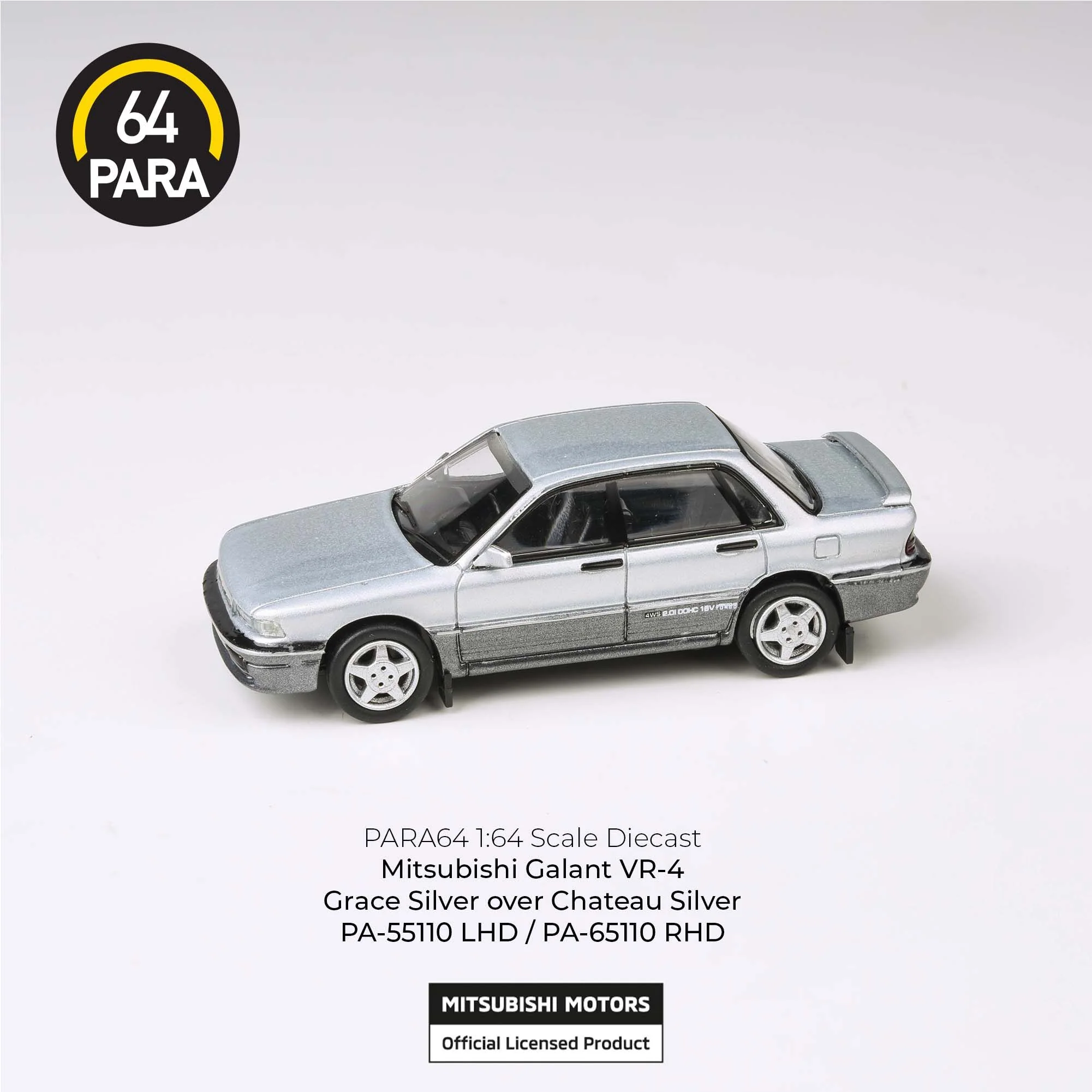 PARA64 1/64 1998 Mitsubishi Galant VR-4 Grace Silver over Chateau Silver LHD PA-55110