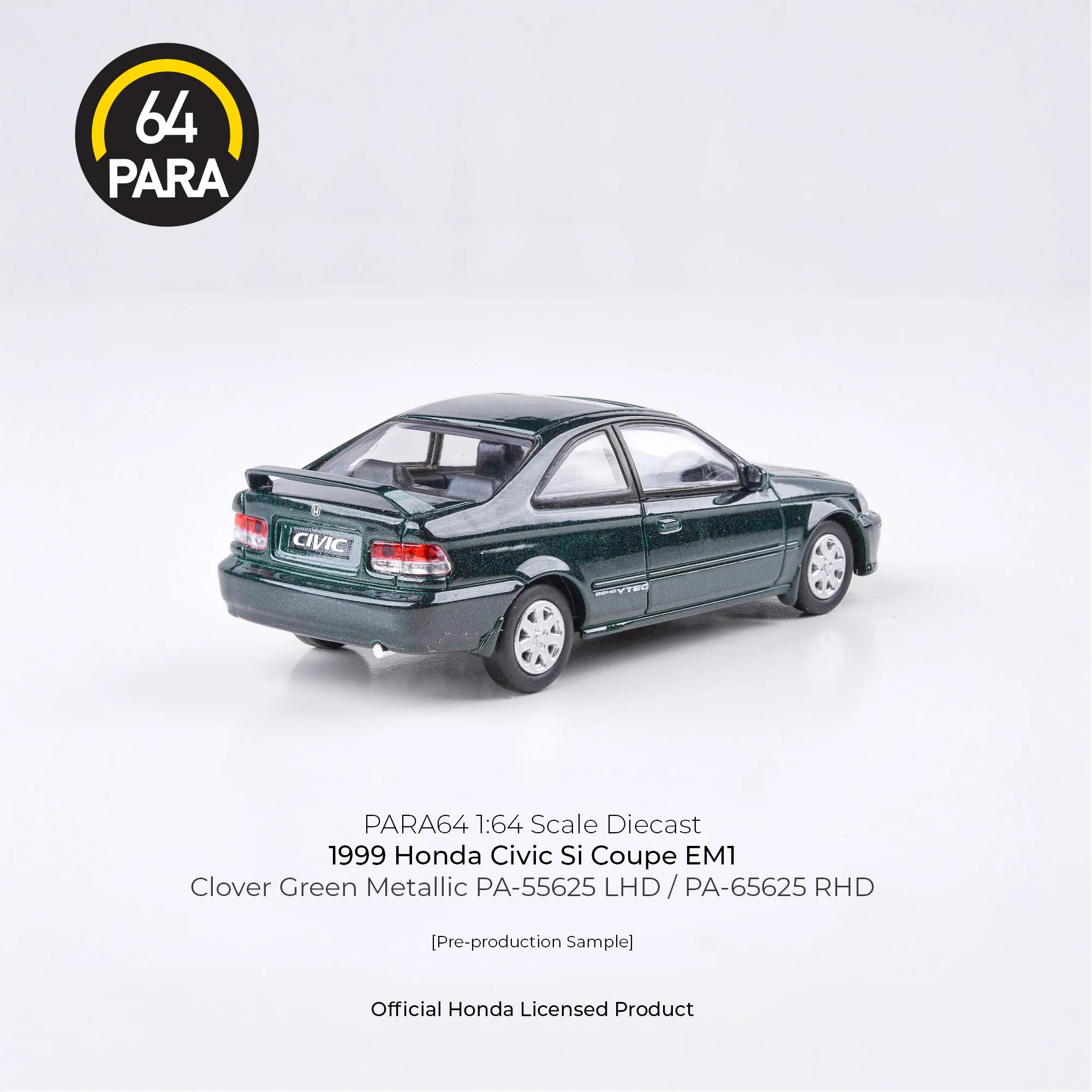 PARA64 1/64 1999 Honda Civic EM1 Clover Green Pearl LHD PA-55625 - Image 2