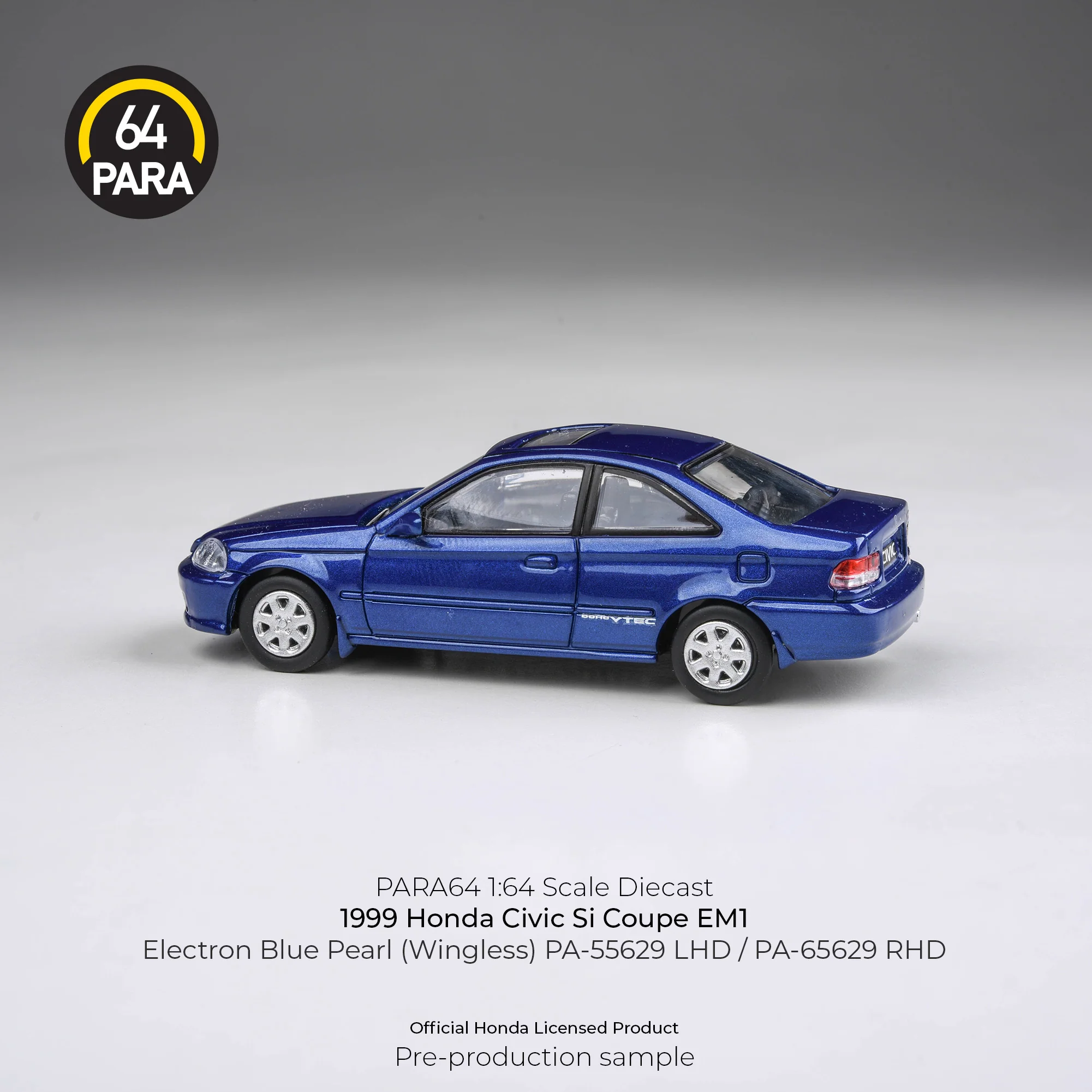PARA64 1/64 1999 Honda Civic EM1 Electron Blue Pearl LHD (wingless) PA-55629 - Image 2