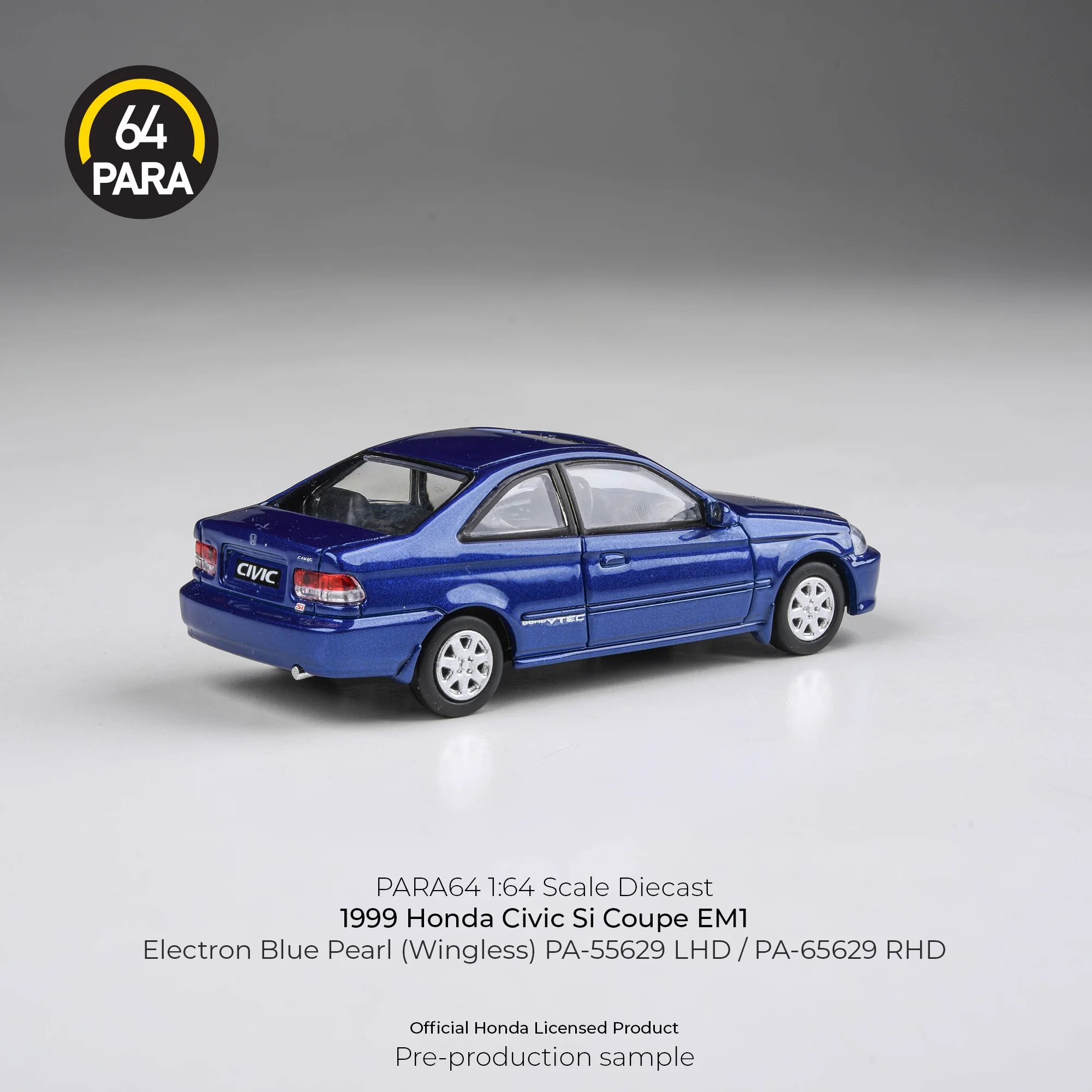 PARA64 1/64 1999 Honda Civic EM1 Electron Blue Pearl LHD (wingless) PA-55629 - Image 3