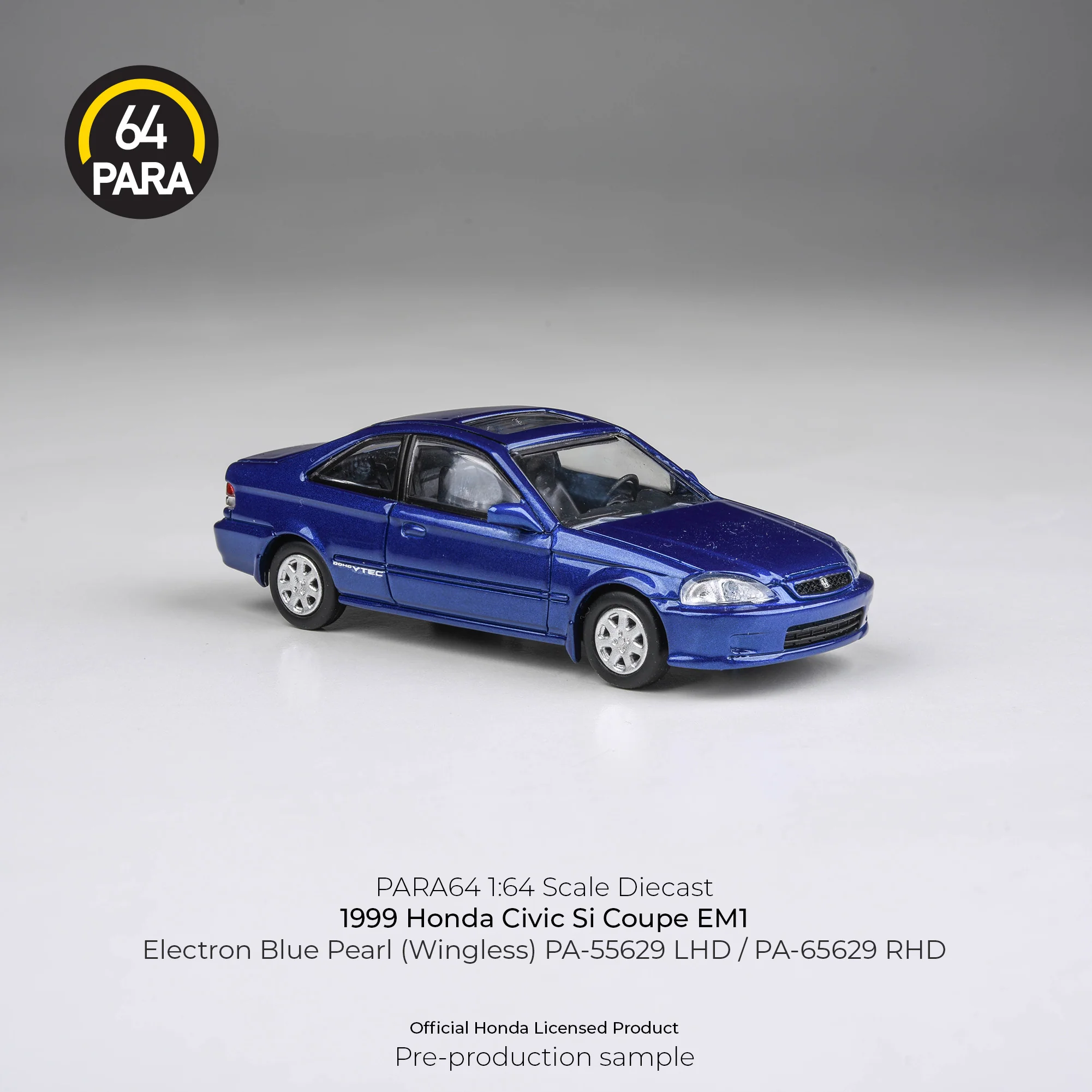 PARA64 1/64 1999 Honda Civic EM1 Electron Blue Pearl LHD (wingless) PA-55629 - Image 4