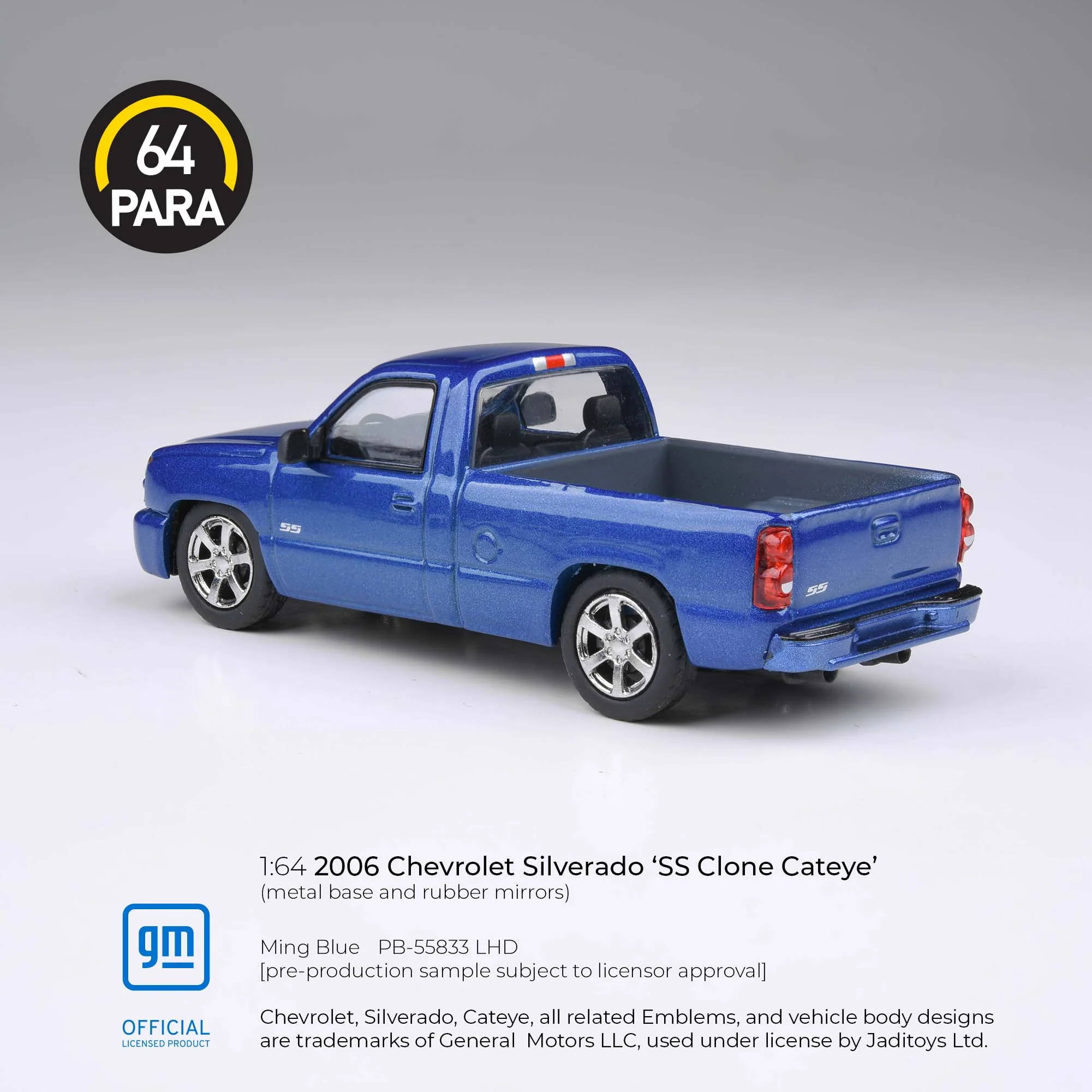 PARA64 1/64 2006 Chevrolet Silverado Single Cab Ming Blue PB-55833 - Image 2