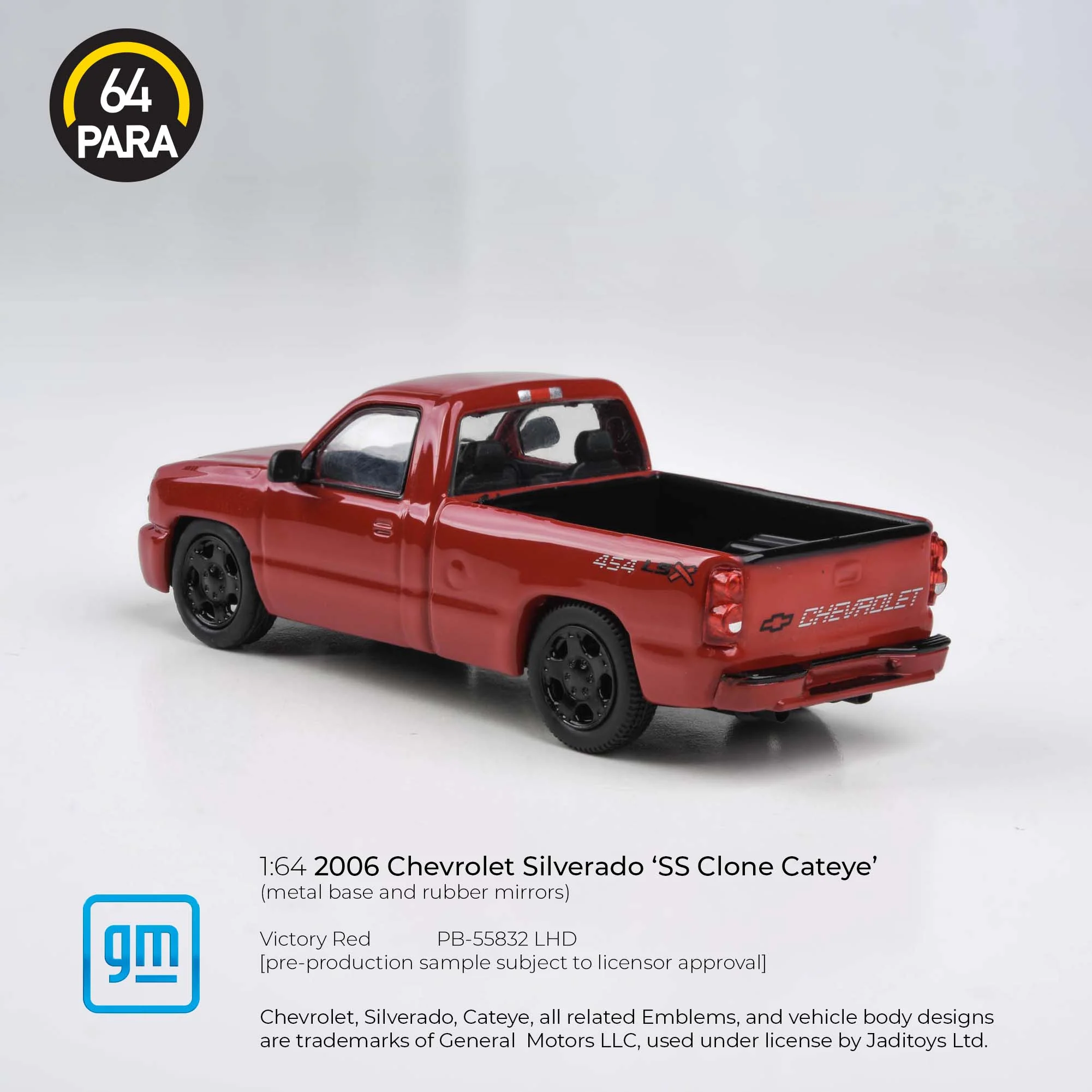 PARA64 1/64 2006 Chevrolet Silverado Single Cab Victory Red PB-55832 - Image 3