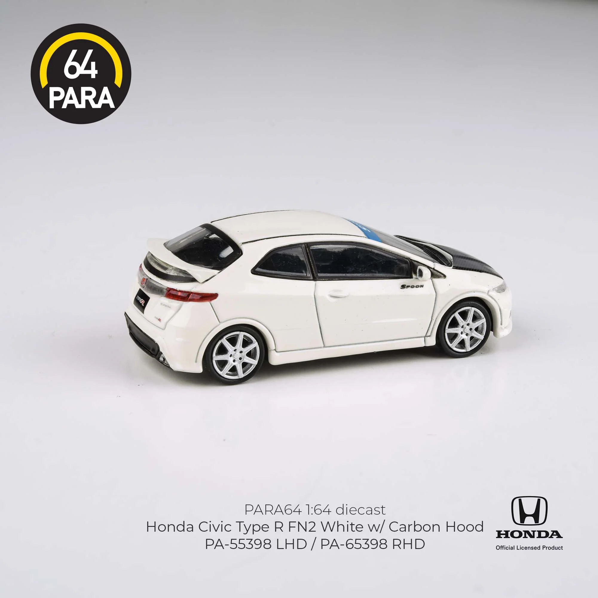 PARA64 1/64 2007 Honda Civic Type R FN2 White w/ Carbon Hood LHD PA-55398 - Image 4