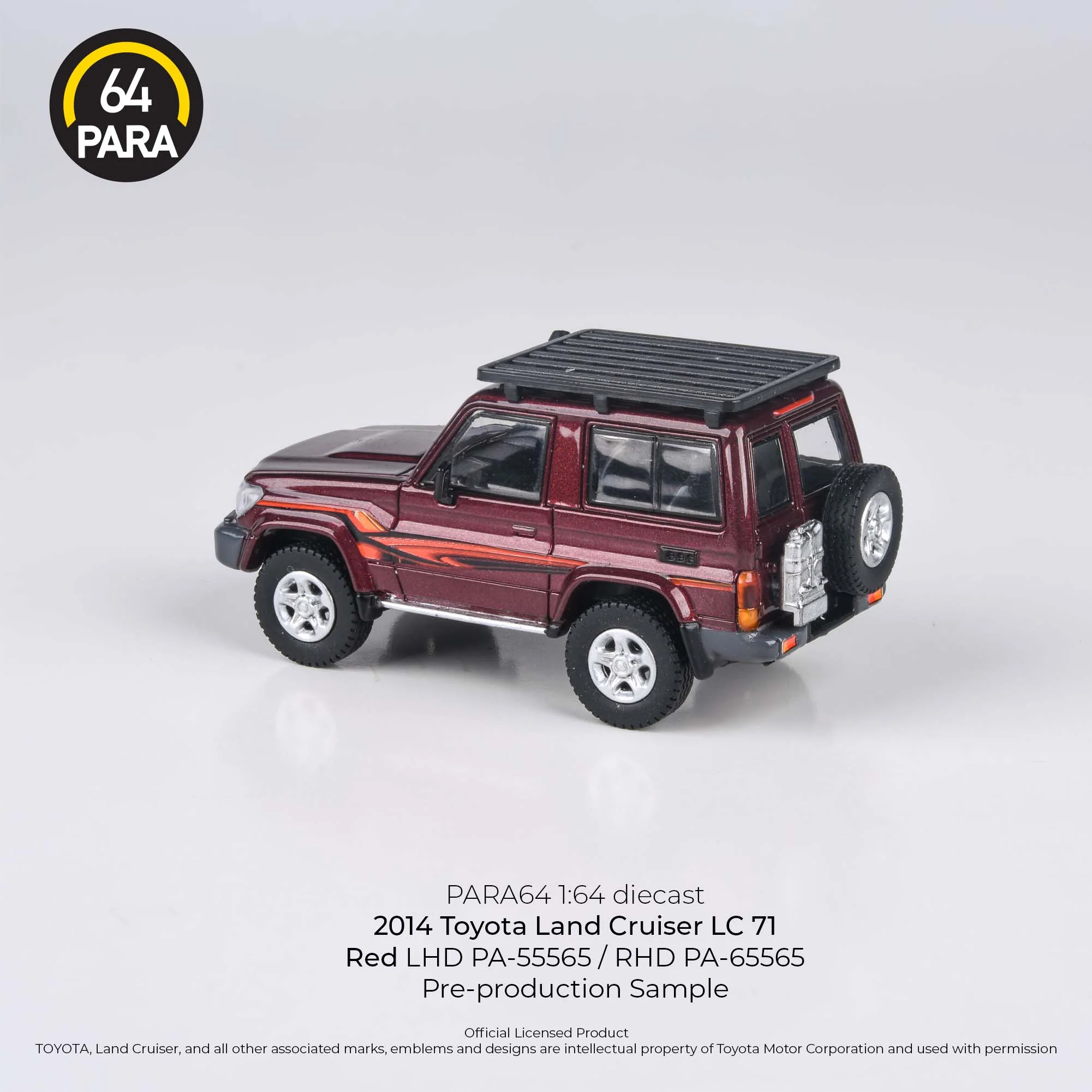 PARA64 1/64 2014 Toyota Land Cruiser 71 Red w/roof rack PA-55565 - Image 2