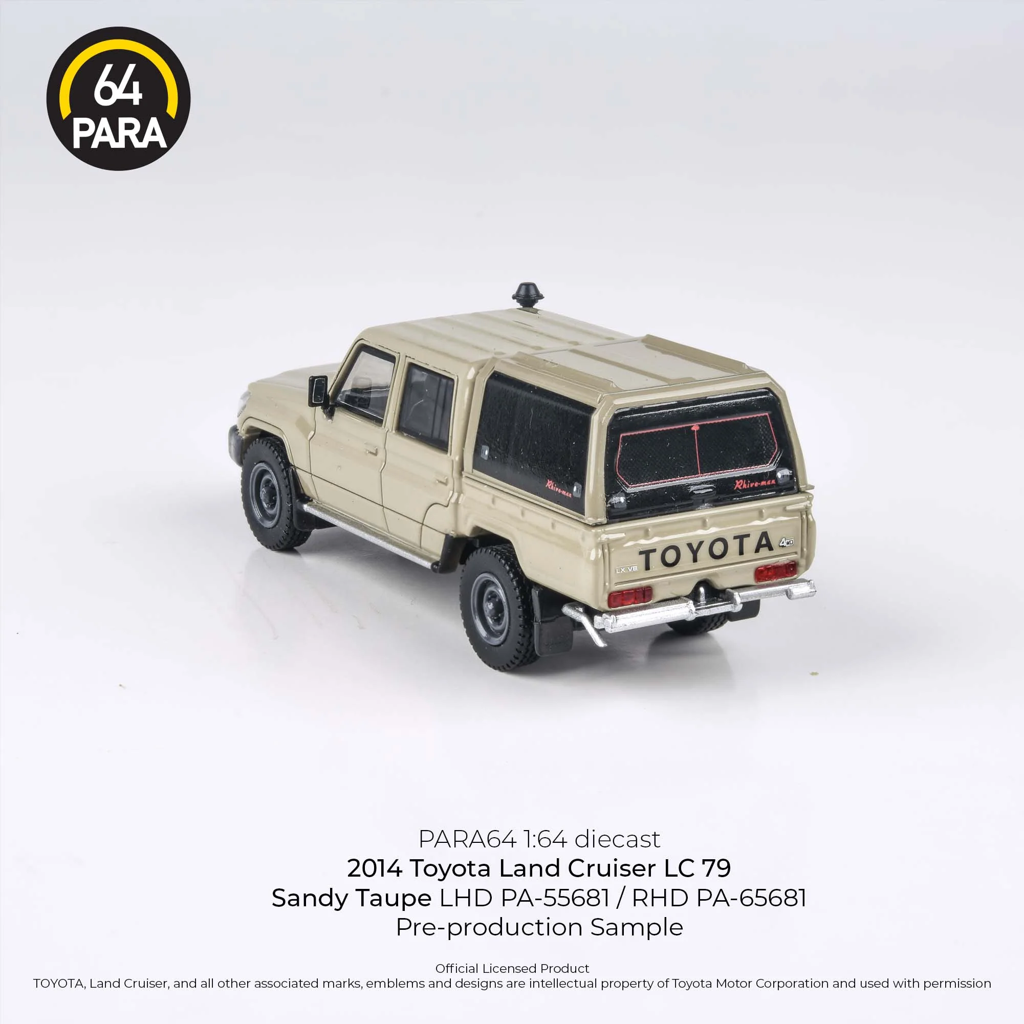 PARA64 1/64 2014 Toyota Land Cruiser Dbl Cab LC79 Sandy Taupe w/ can LHD PA-55681 - Image 2