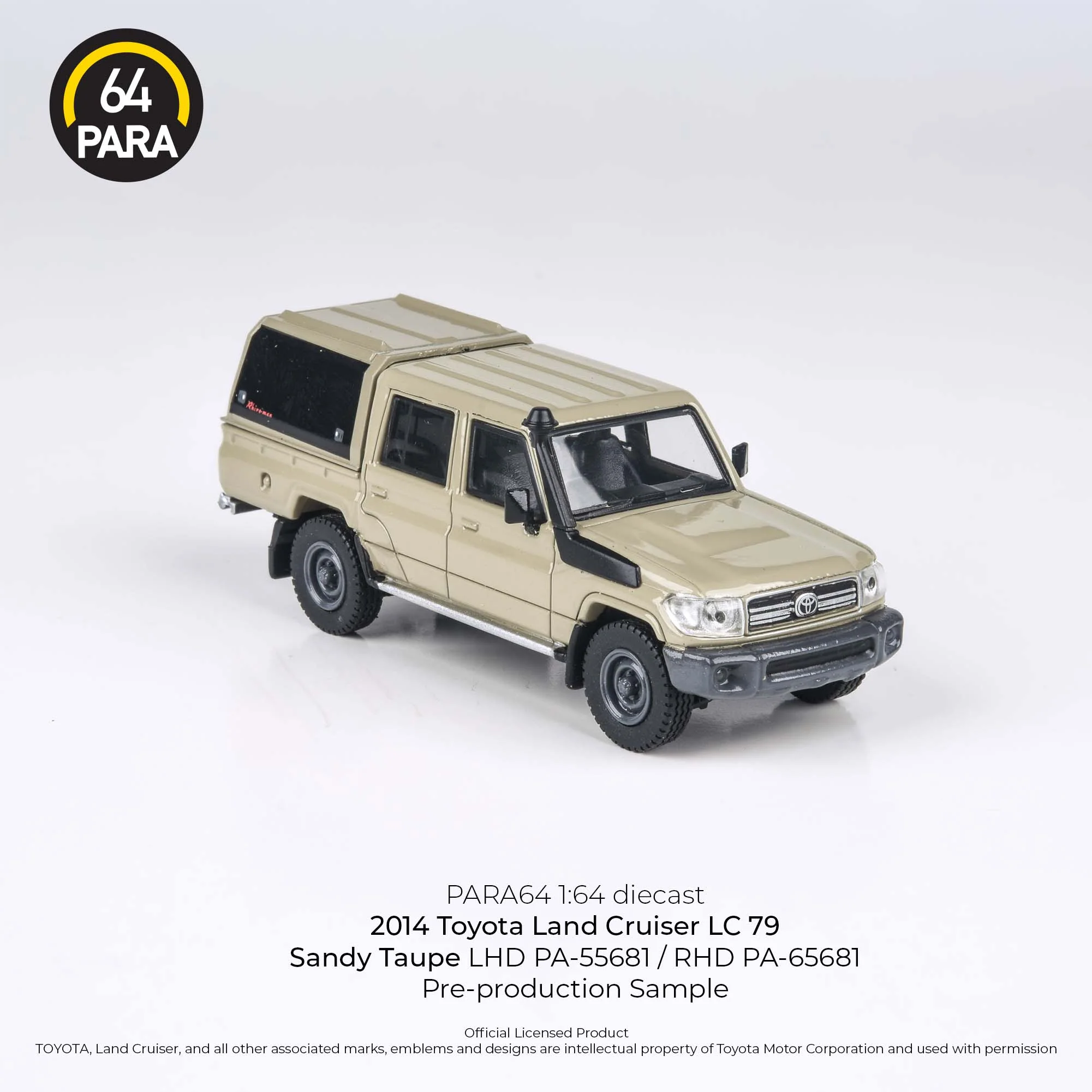 PARA64 1/64 2014 Toyota Land Cruiser Dbl Cab LC79 Sandy Taupe w/ can LHD PA-55681 - Image 3