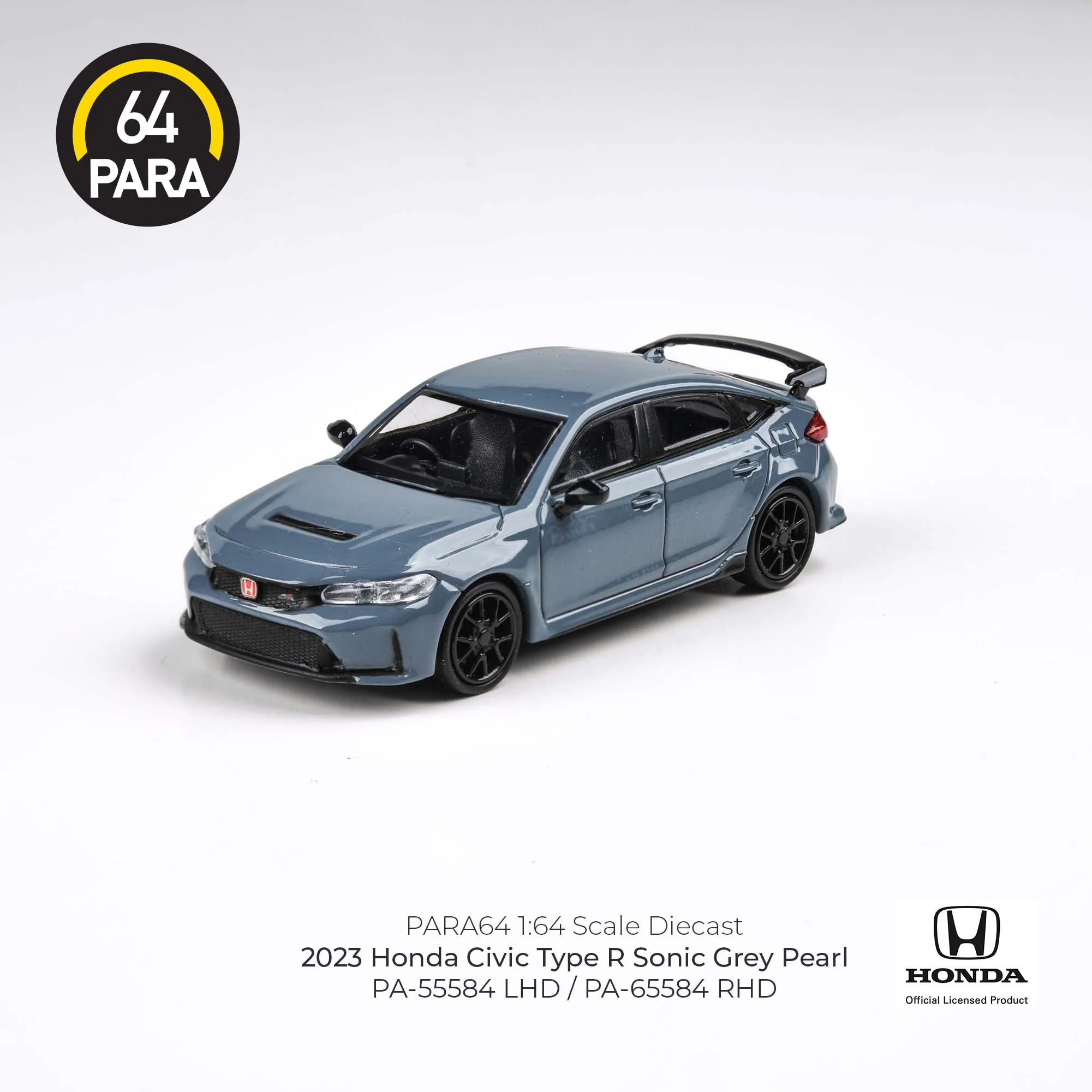 PARA64 1/64 2023 Honda Civic Type R Sonic Grey Pearl LHD PA-55584 - Image 3