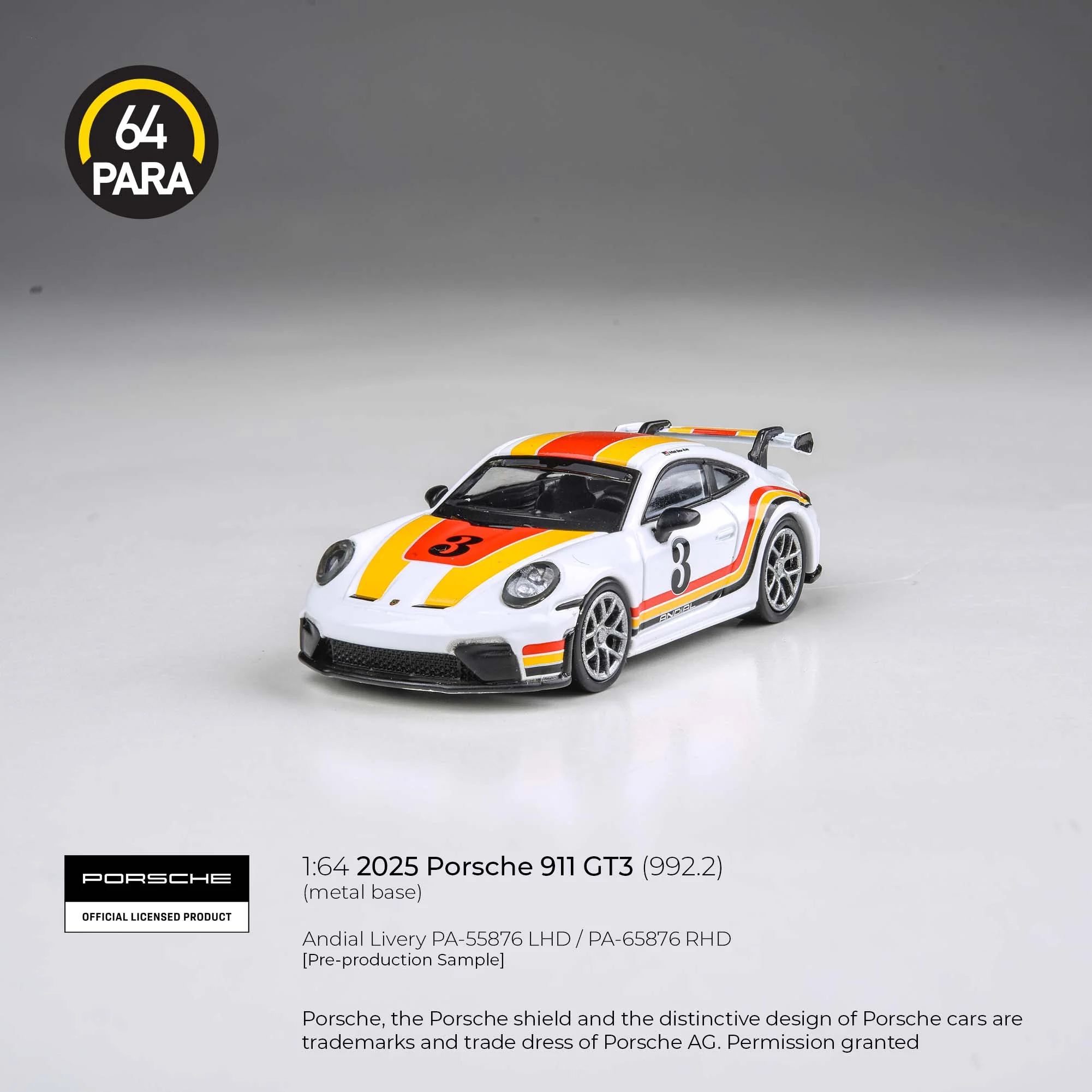 PARA64 1/64 2025 Porsche 911 GT3 (992.2) Andial Livery LHD PA-55876 - Image 2