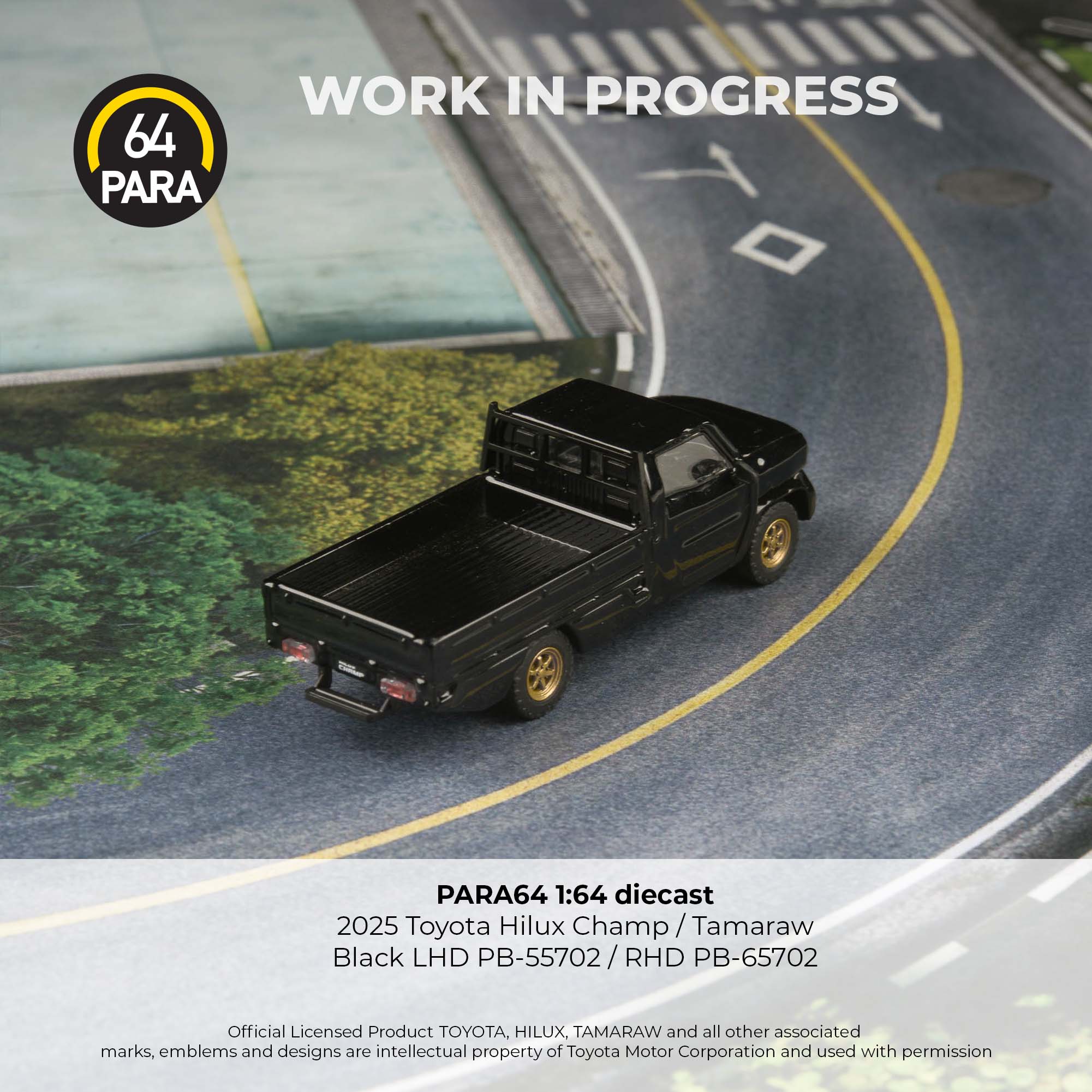 PREORDER PARA64 1/64 2025 Toyota Hilux Champ Tamaraw Black (LHD) PB-55702 (Approx. Release Date : Q2 2026 subject to manufacturer's final decision) - Image 3