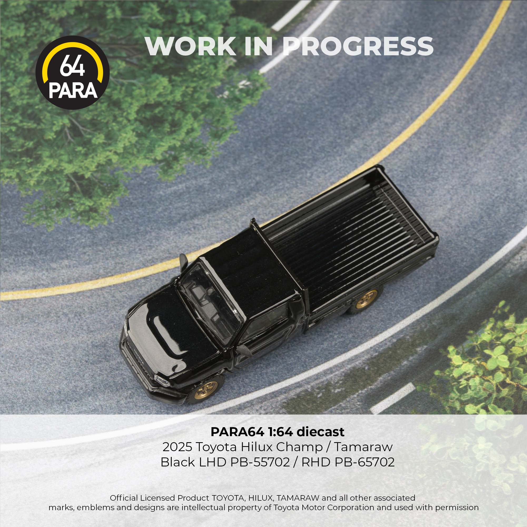 PREORDER PARA64 1/64 2025 Toyota Hilux Champ Tamaraw Black (LHD) PB-55702 (Approx. Release Date : Q2 2026 subject to manufacturer's final decision) - Image 4