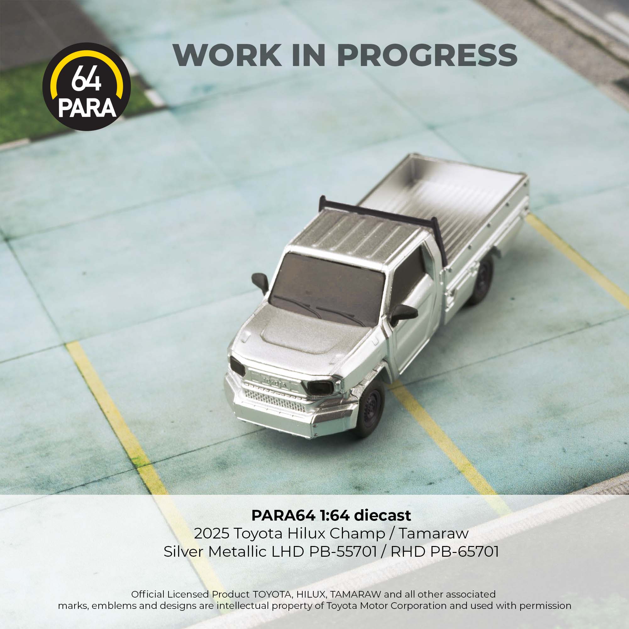 PREORDER PARA64 1/64 2025 Toyota Hilux Champ Tamaraw Silver Metallic (LHD) PB-55701 (Approx. Release Date : Q2 2026 subject to manufacturer's final decision) - Image 3