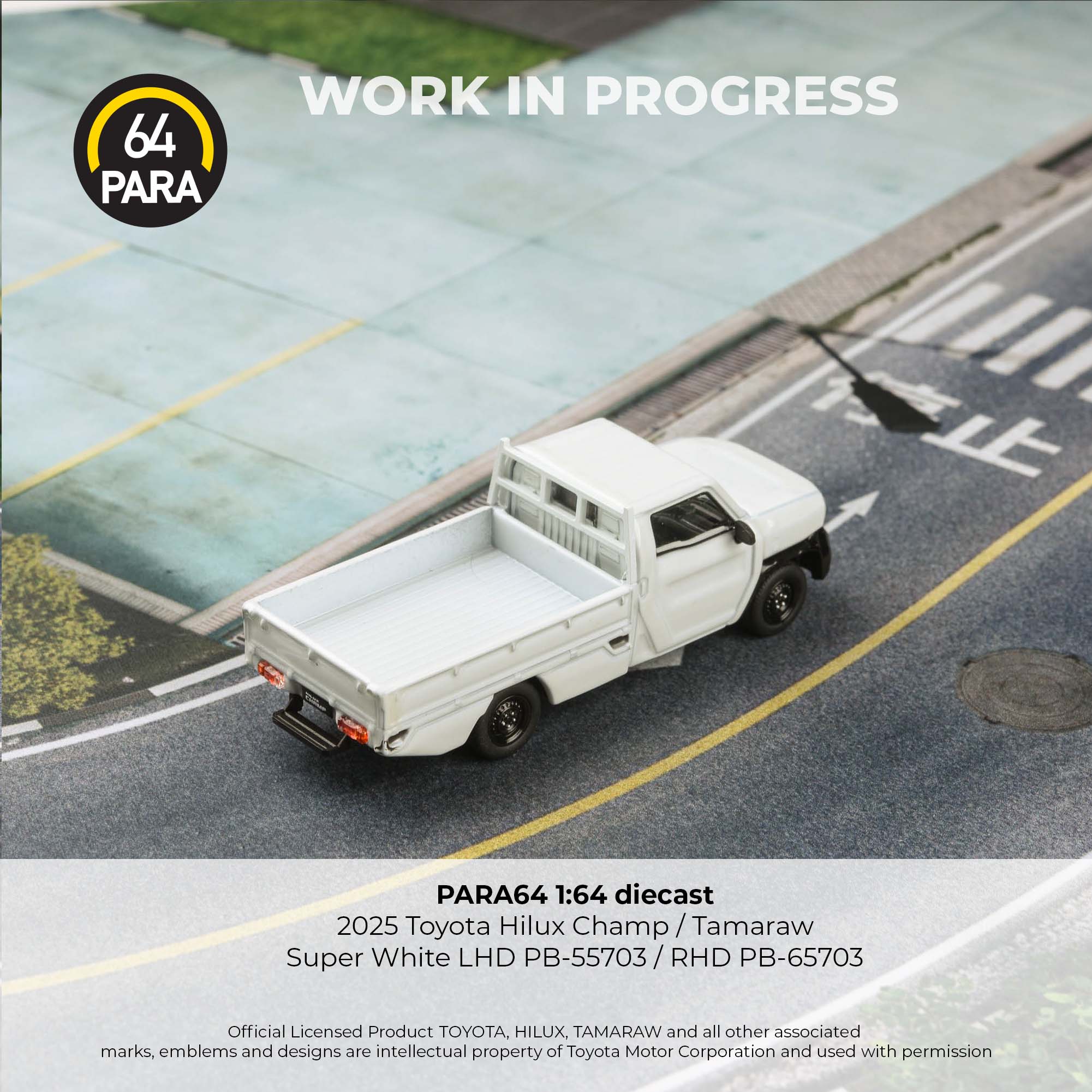 PREORDER PARA64 1/64 2025 Toyota Hilux Champ Tamaraw Super White (LHD) PB-55703 (Approx. Release Date : Q2 2026 subject to manufacturer's final decision) - Image 2
