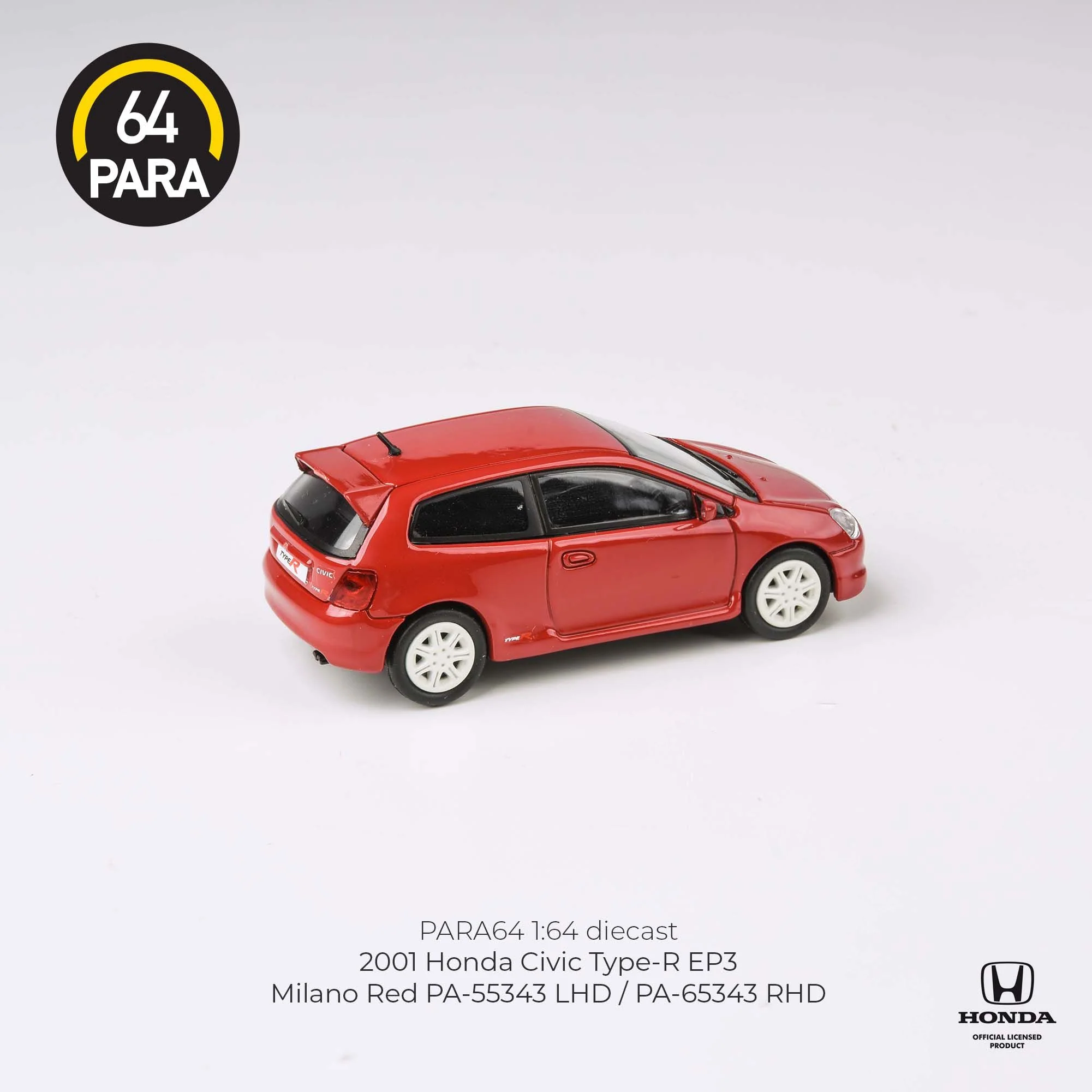 PARA64 1/64 Honda 2001 Civic Type R EP3 Milano Red LHD PA-55343 - Image 2