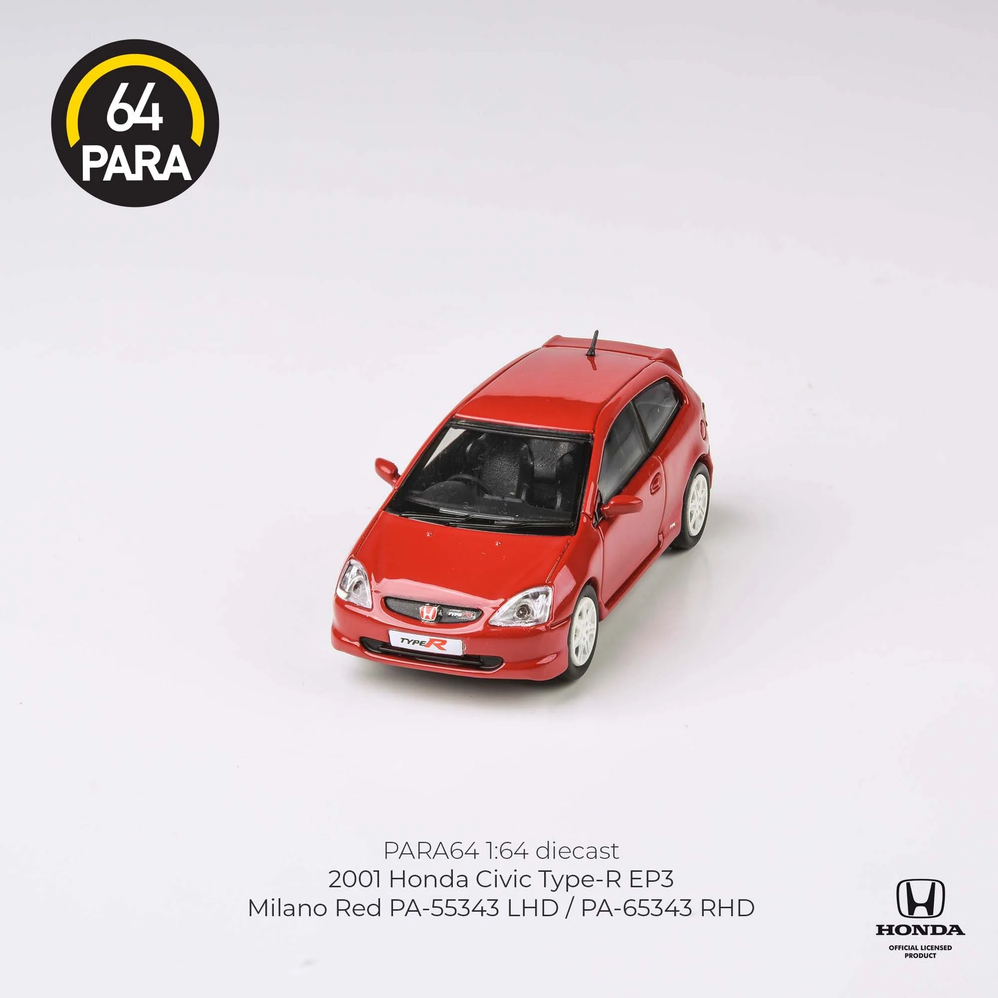 PARA64 1/64 Honda 2001 Civic Type R EP3 Milano Red LHD PA-55343 - Image 3