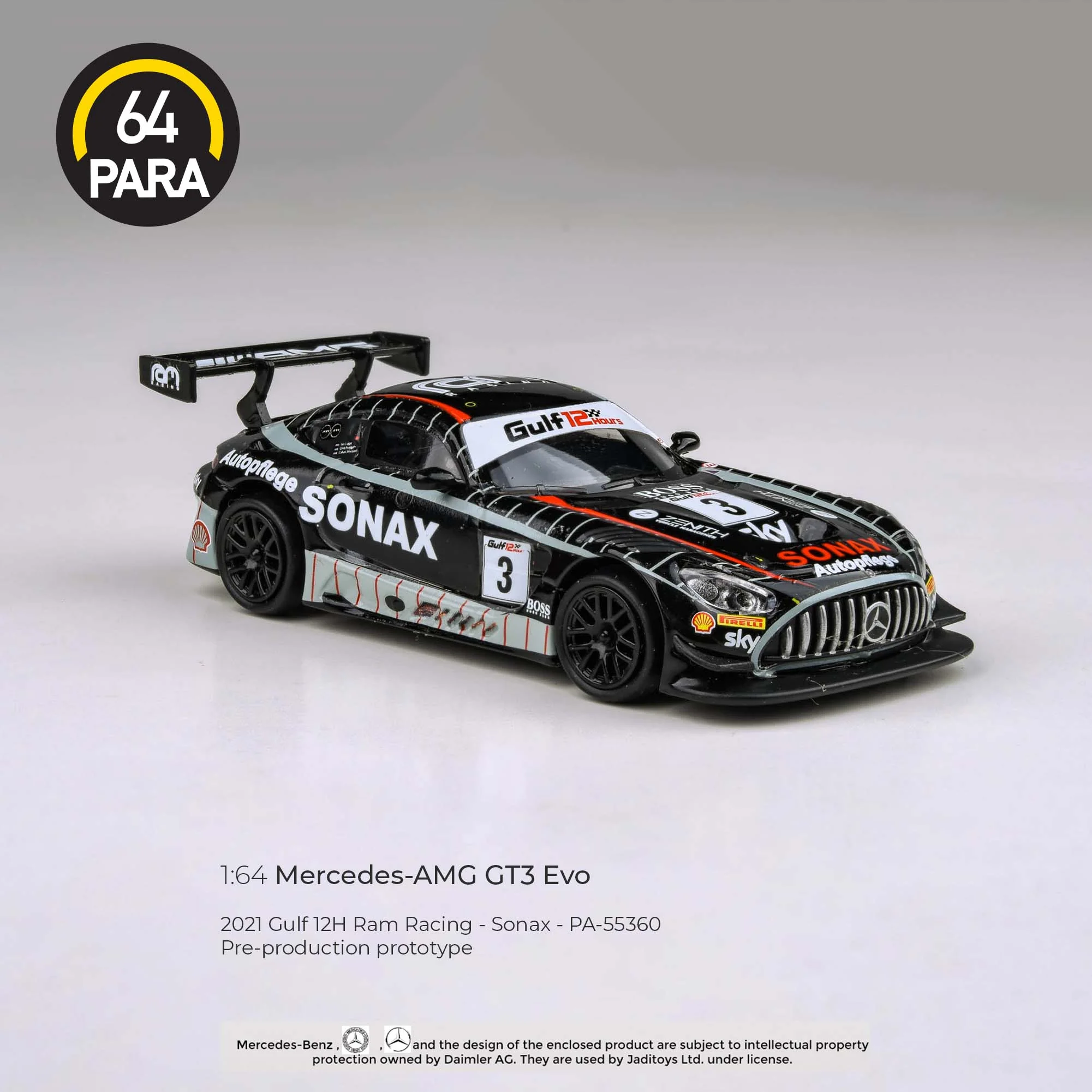 PARA64 1/64 Mercedes-AMG GT3 2021 Gulf 12H Ram Racing – Sonax – PA-55360