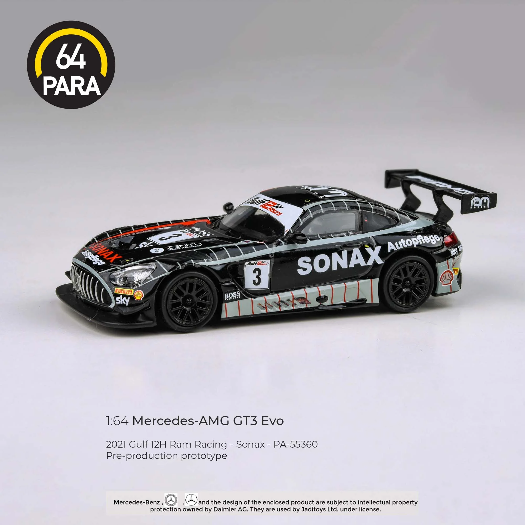 PARA64 1/64 Mercedes-AMG GT3 2021 Gulf 12H Ram Racing – Sonax – PA-55360 - Image 3
