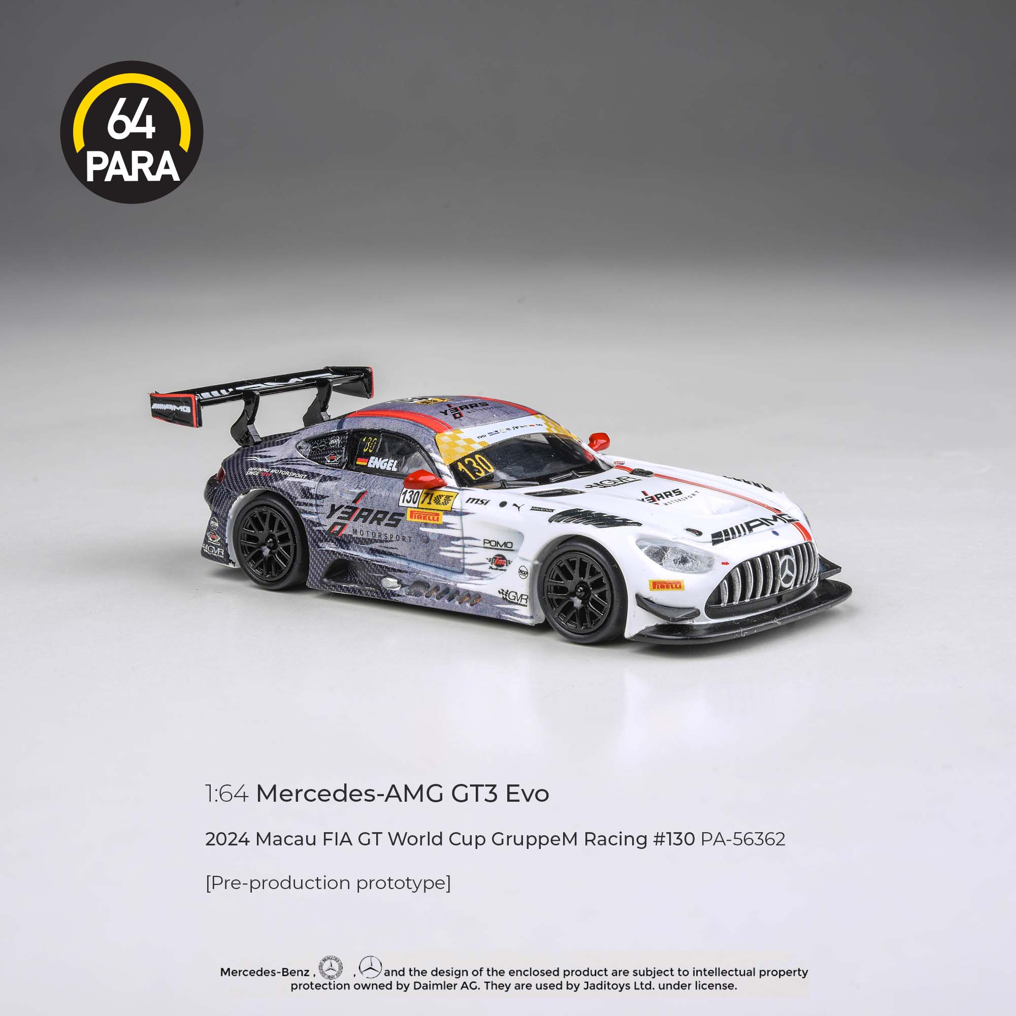 PARA64 1/64 Mercedes-AMG GT3 2024 Macau FIA GT World Cup GruppeM Racing #130 P1 PA-56362 - Image 3