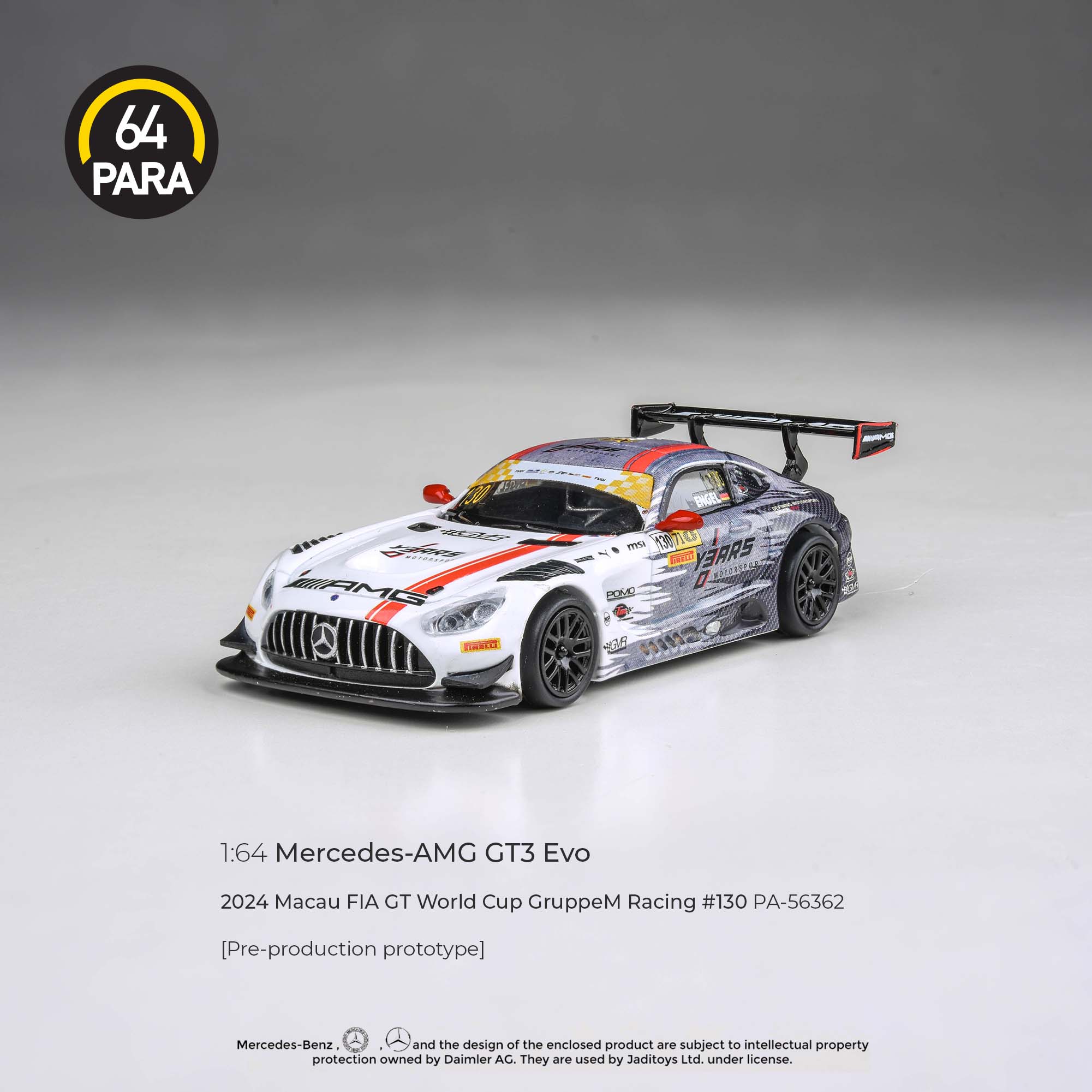 PARA64 1/64 Mercedes-AMG GT3 2024 Macau FIA GT World Cup GruppeM Racing #130 P1 PA-56362 - Image 4