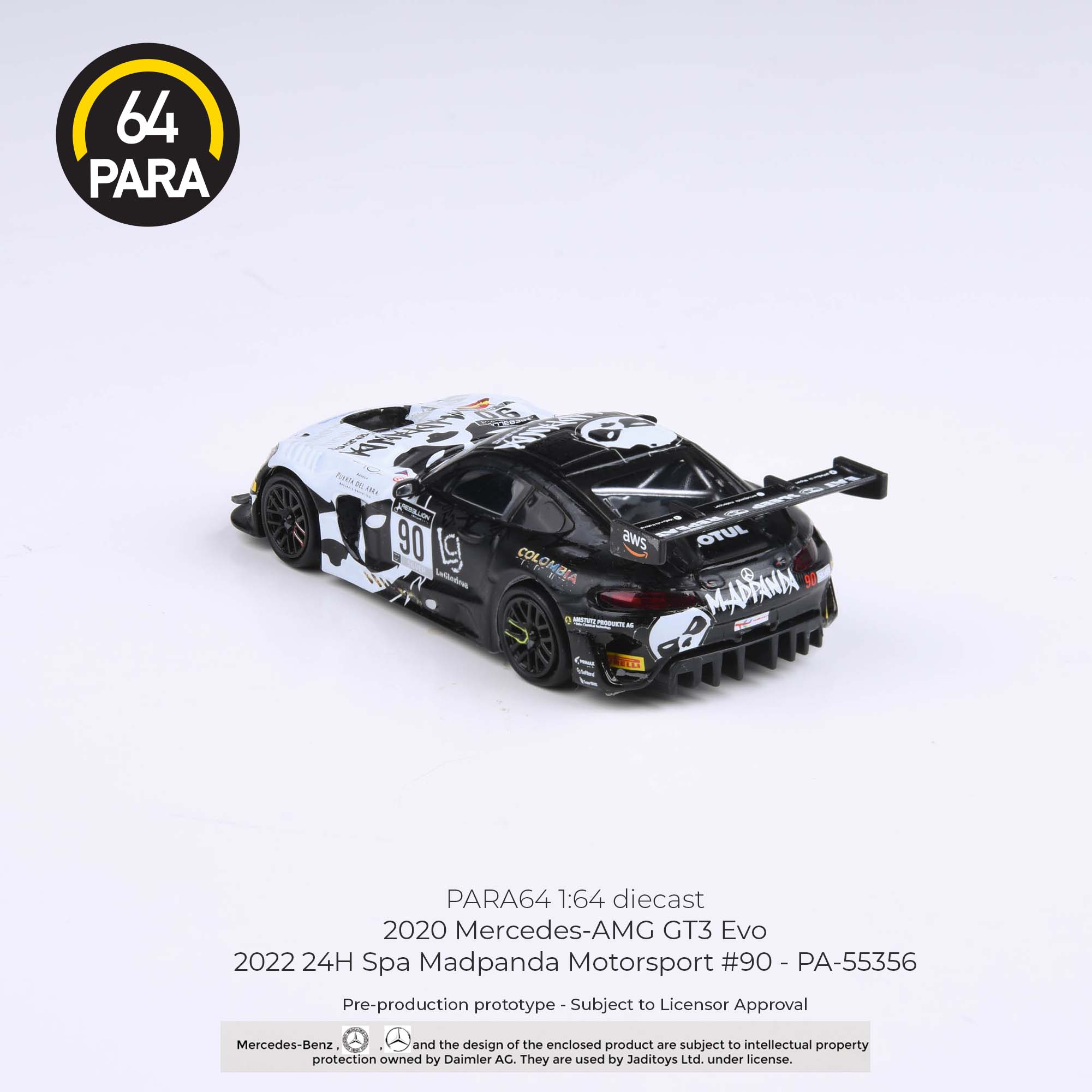 PARA64 1/64 Mercedes-AMG GT3 Evo 2022 24H Spa Madpanda Motorsport #90 LHD PA-55356 - Image 2