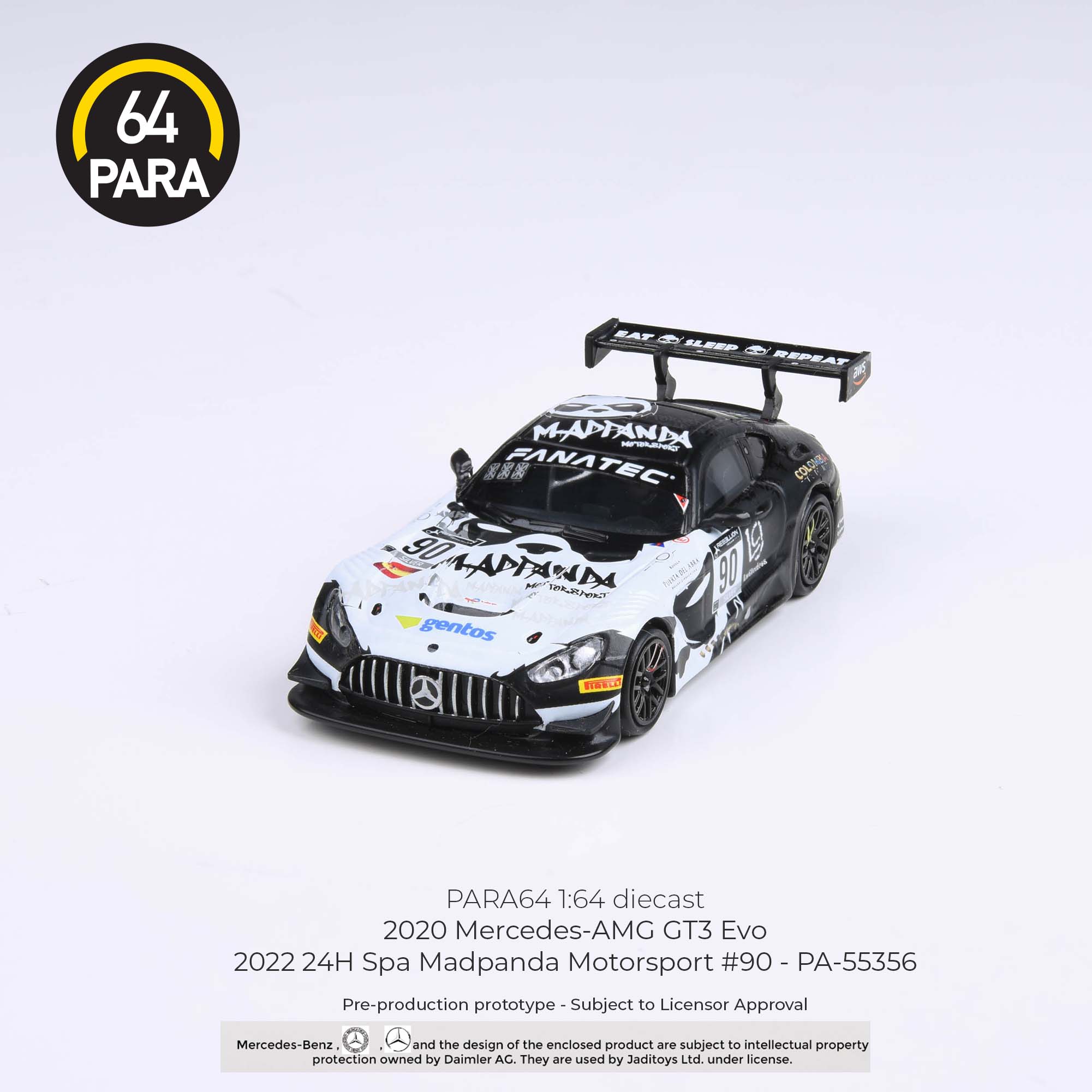 PARA64 1/64 Mercedes-AMG GT3 Evo 2022 24H Spa Madpanda Motorsport #90 LHD PA-55356 - Image 3