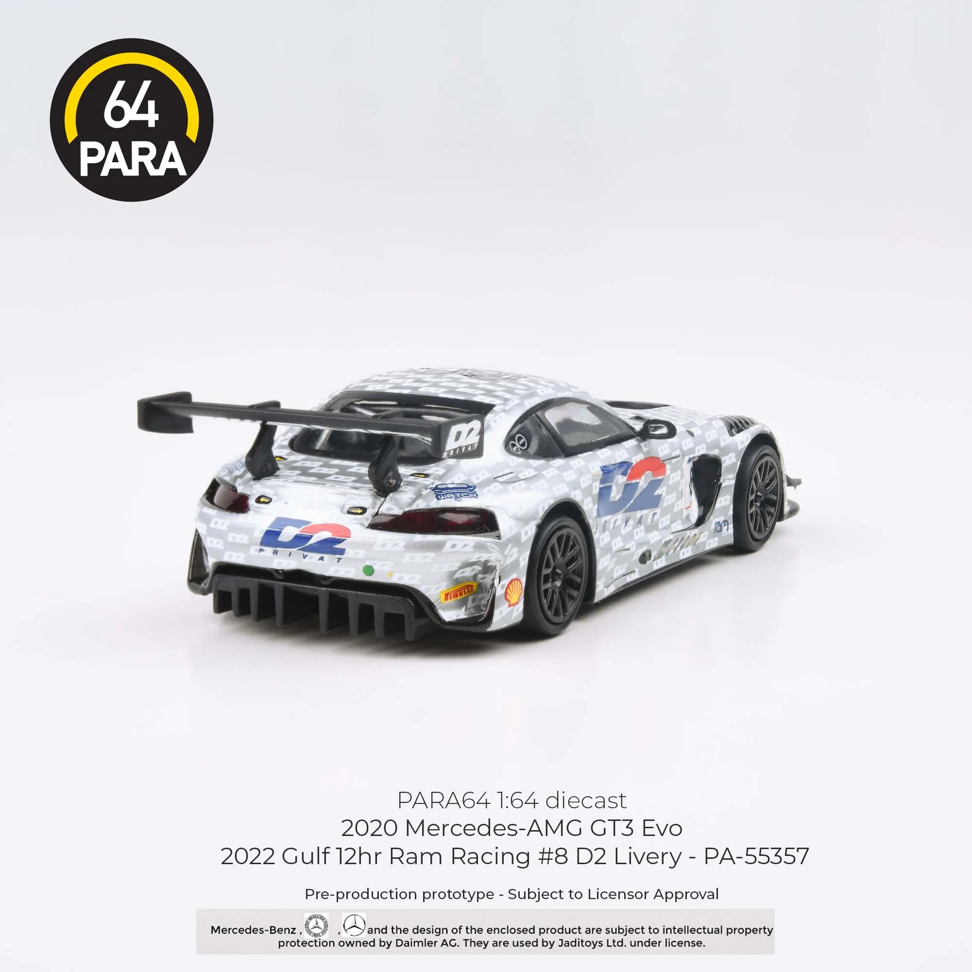 PARA64 1/64 Mercedes-AMG GT3 Evo 2022 Gulf 12hr Ram Racing #8 D2  PA-55357 - Image 2