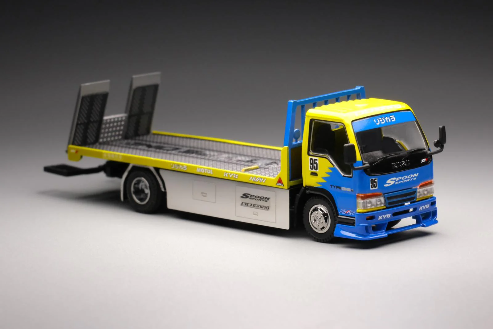 PEAKO64 1/64 Flatbed Tow Truck BLUE/YELLOW 64000 - Image 2
