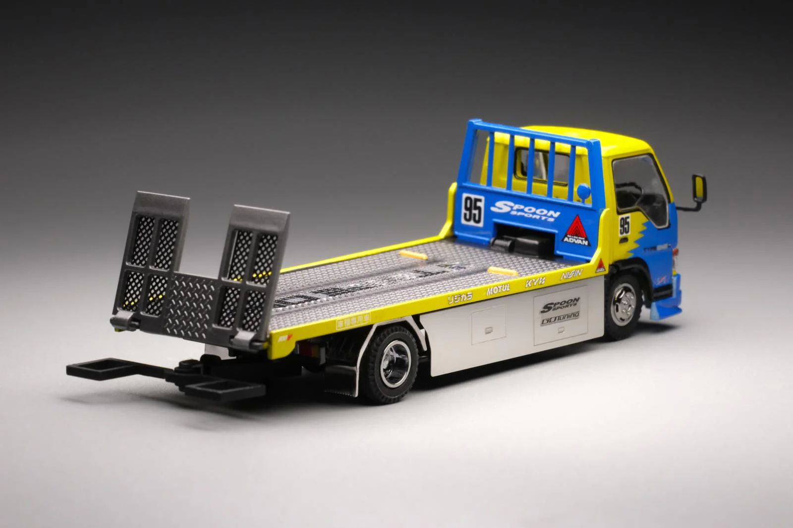 PEAKO64 1/64 Flatbed Tow Truck BLUE/YELLOW 64000 - Image 4